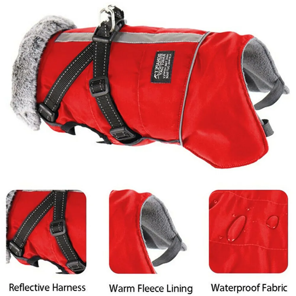 Cappotto Invernale per Cani,Cappotto Impermeabile Cane con Fodera in Pile,Abbigliamento per cani con pettorina,Gilet Riflettente del per Cani Piccola Taglia Media Grandi(Rosso,2XL) - immagine 7