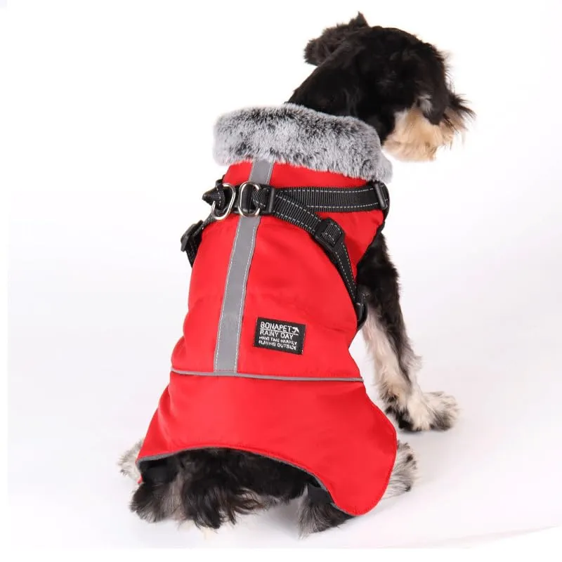 Cappotto Invernale per Cani,Cappotto Impermeabile Cane con Fodera in Pile,Abbigliamento per cani con pettorina,Gilet Riflettente del per Cani Piccola Taglia Media Grandi(Rosso,2XL) - immagine 8