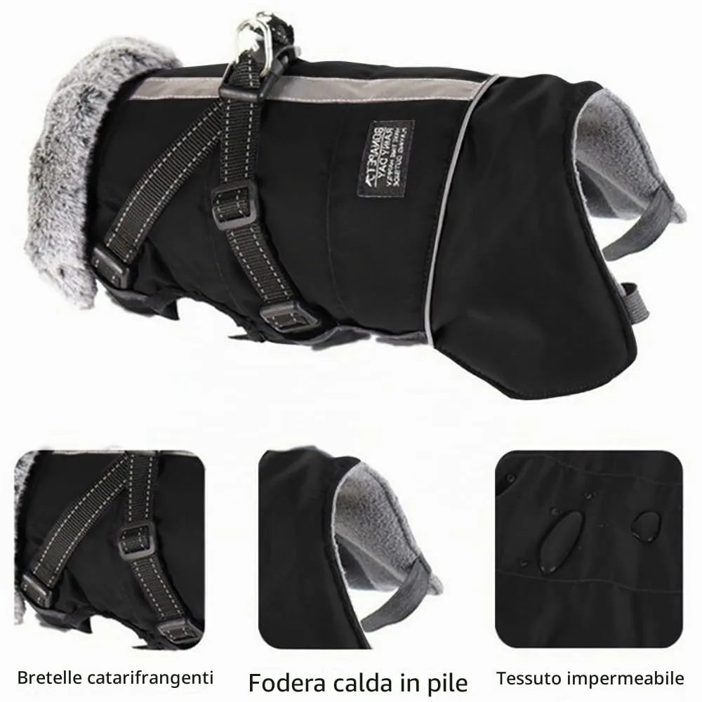 Cappotto Invernale per Cani,Cappotto Impermeabile Cane con Fodera in Pile,Abbigliamento per cani con pettorina,Gilet Riflettente del per Cani Piccola Taglia Media Grandi(Nero,L) - immagine 7