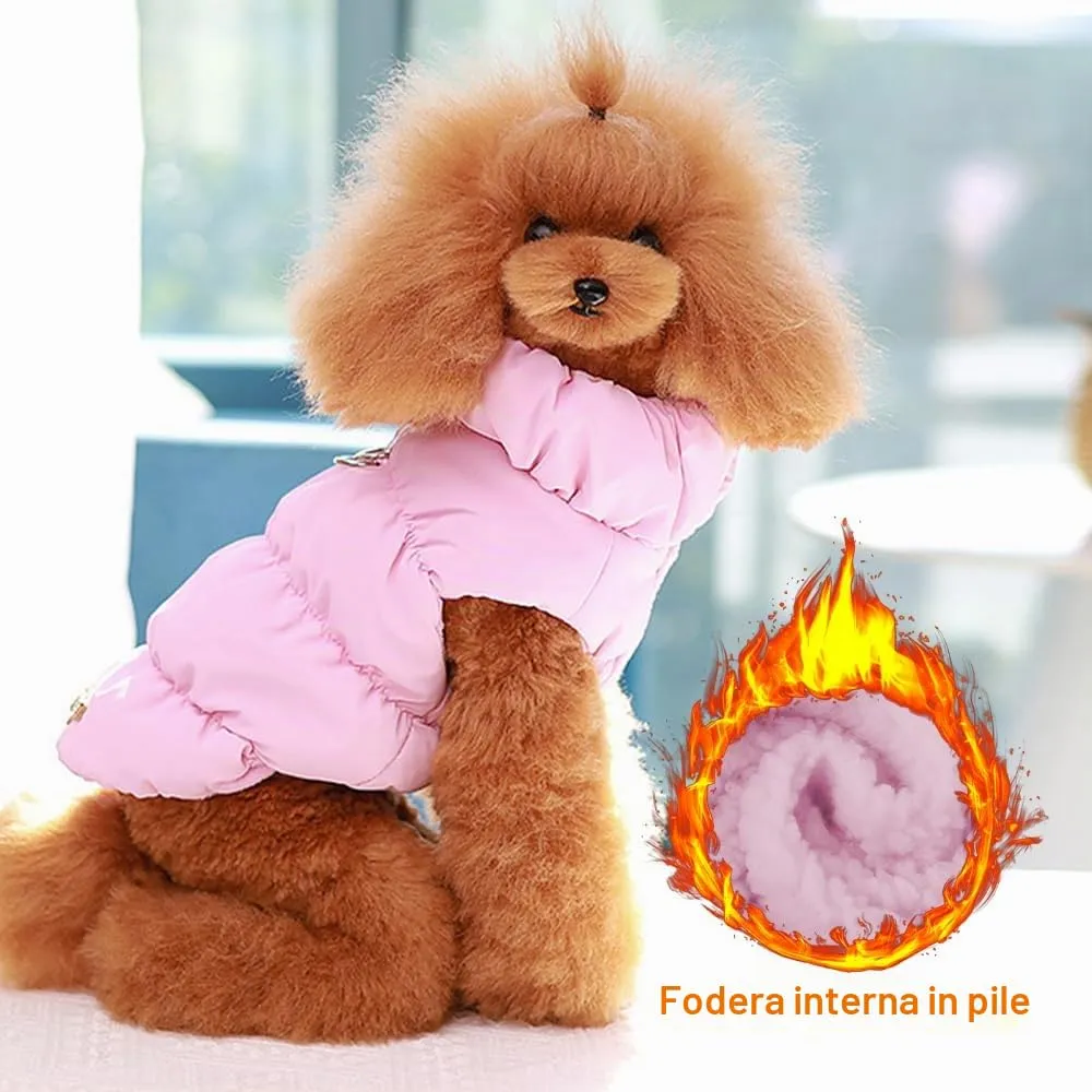 Cappotto Invernale per Cani, Giacca Impermeabile Antivento Caldo per Cane,Cappotto Cane in Pile,Abbigliamento per Cani con anello a D,Vestiti per Cani di Taglia Piccola,Media a Grande(rosa, XXL) - immagine 7