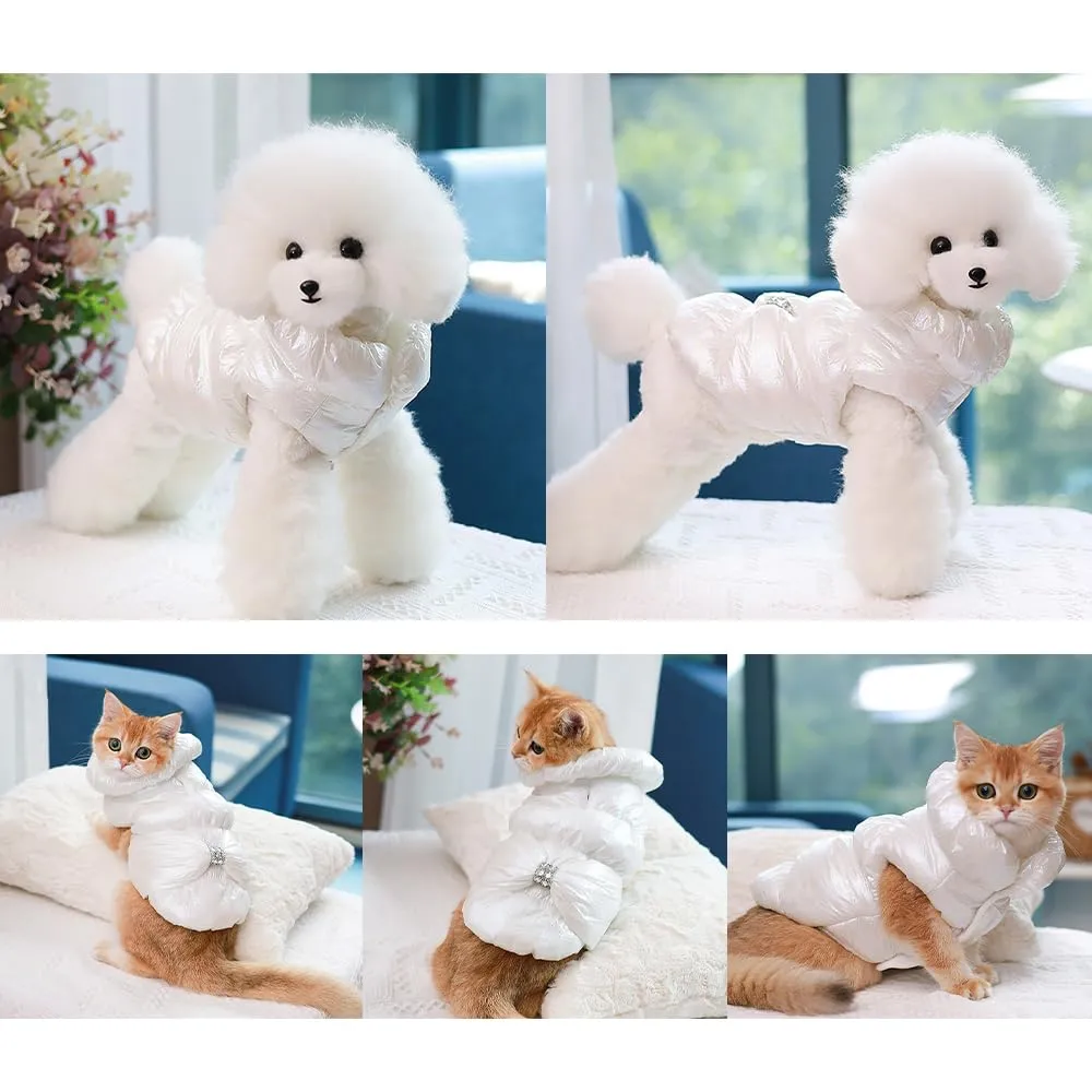 Cappotto Invernale per Cani,Giacca Impermeabile Caldo per Cane Antivento,Cappotto Cane in Pile,Abbigliamento per Cani,Vestiti per Cani di Taglia Piccola,Media e Grande(Bianco,S) - immagine 8