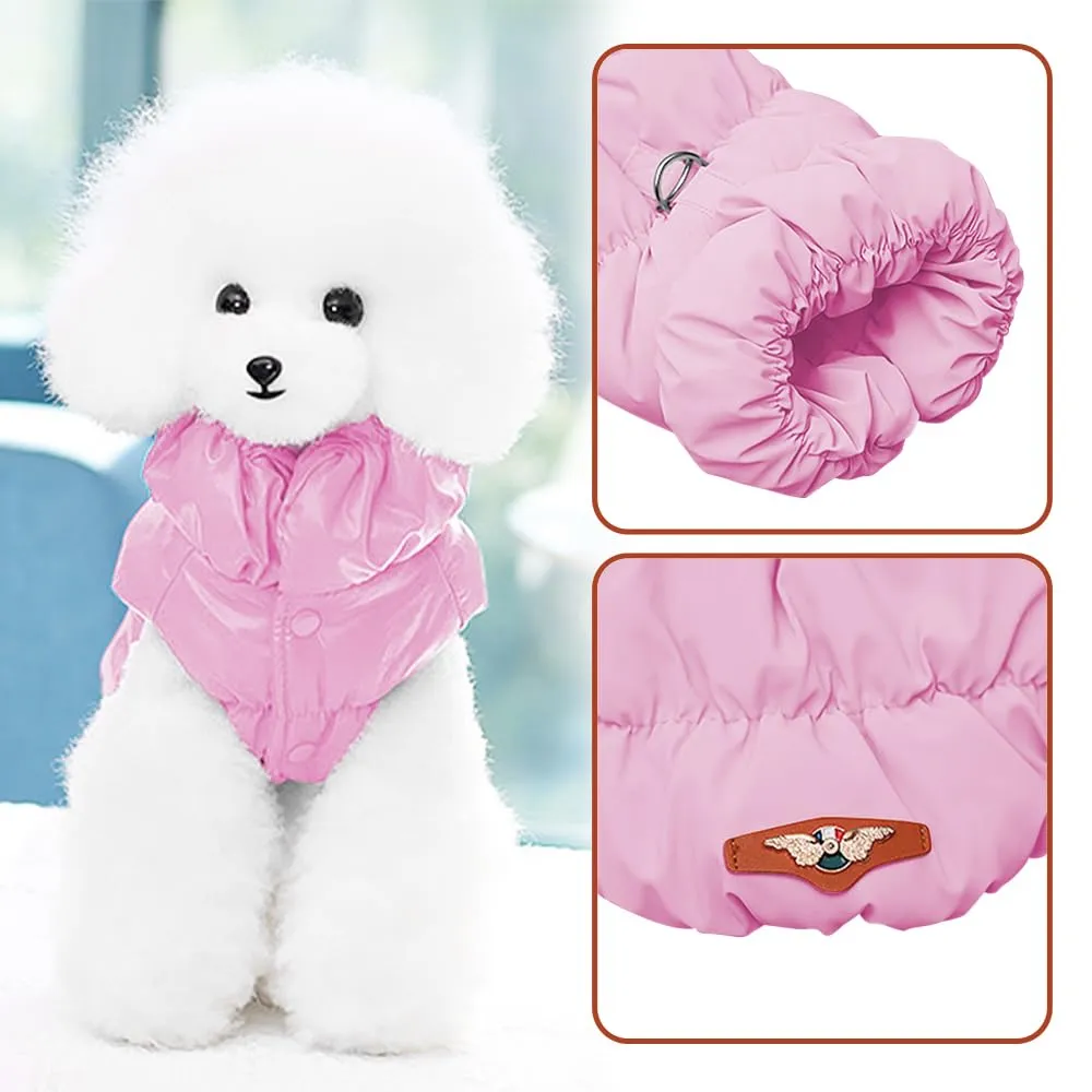 Cappotto Invernale per Cani, Giacca Impermeabile Antivento Caldo per Cane,Cappotto Cane in Pile,Abbigliamento per Cani con anello a D,Vestiti per Cani di Taglia Piccola,Media a Grande(rosa,XS) - immagine 5