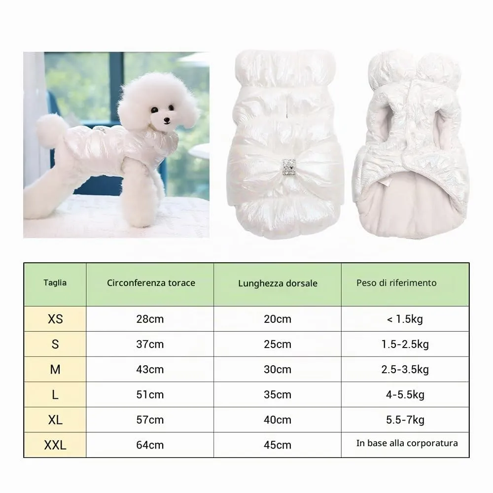 Cappotto Invernale per Cani,Giacca Impermeabile Caldo per Cane Antivento,Cappotto Cane in Pile,Abbigliamento per Cani,Vestiti per Cani di Taglia Piccola,Media e Grande(Bianco,XL) - immagine 4