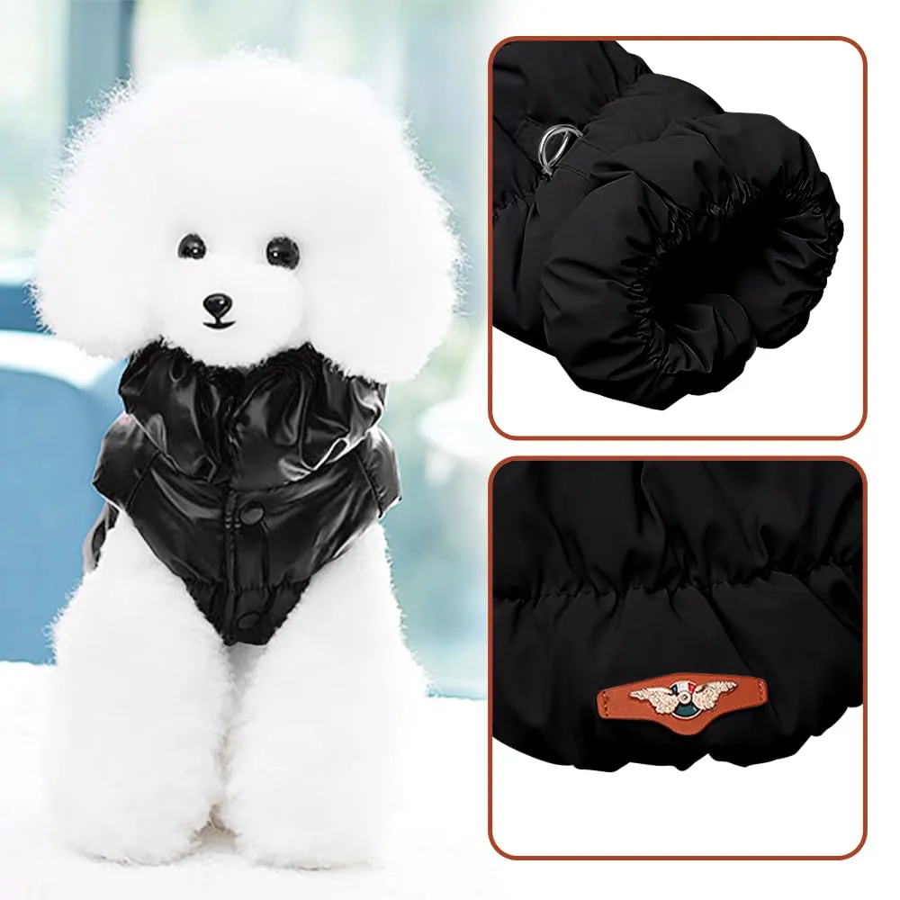 Cappotto Invernale per Cani, Giacca Impermeabile Antivento Caldo per Cane,Cappotto Cane in Pile,Abbigliamento per Cani con anello a D,Vestiti per Cani di Taglia Piccola,Media Grande rosso(nero M) - immagine 5