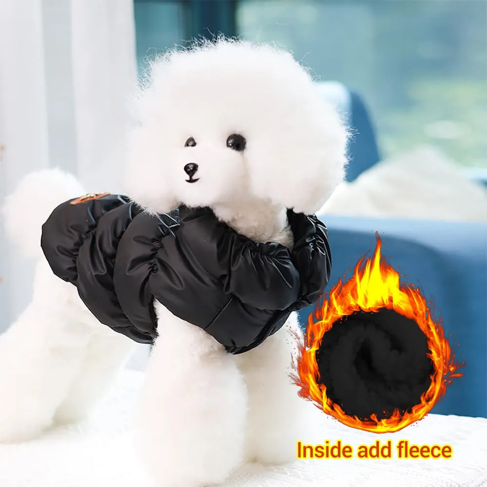 Cappotto Invernale per Cani, Giacca Impermeabile Antivento Caldo per Cane,Cappotto Cane in Pile,Abbigliamento per Cani con anello a D,Vestiti per Cani di Taglia Piccola,Media Grande rosso(nero M) - immagine 7