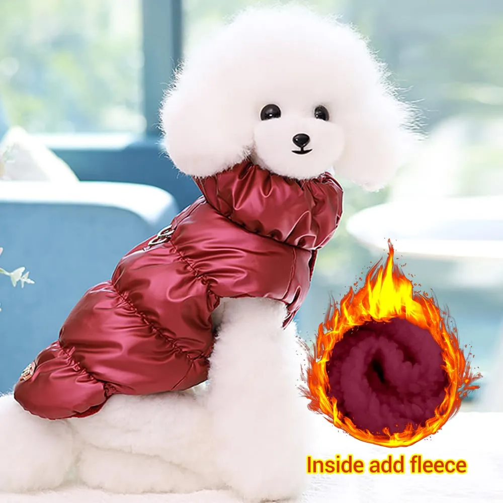 Cappotto Invernale per Cani, Giacca Impermeabile Antivento Caldo per Cane,Cappotto Cane in Pile,Abbigliamento per Cani con anello a D,Vestiti per Cani di Taglia Piccola,Media Grande rosso intenso 2X L - immagine 7