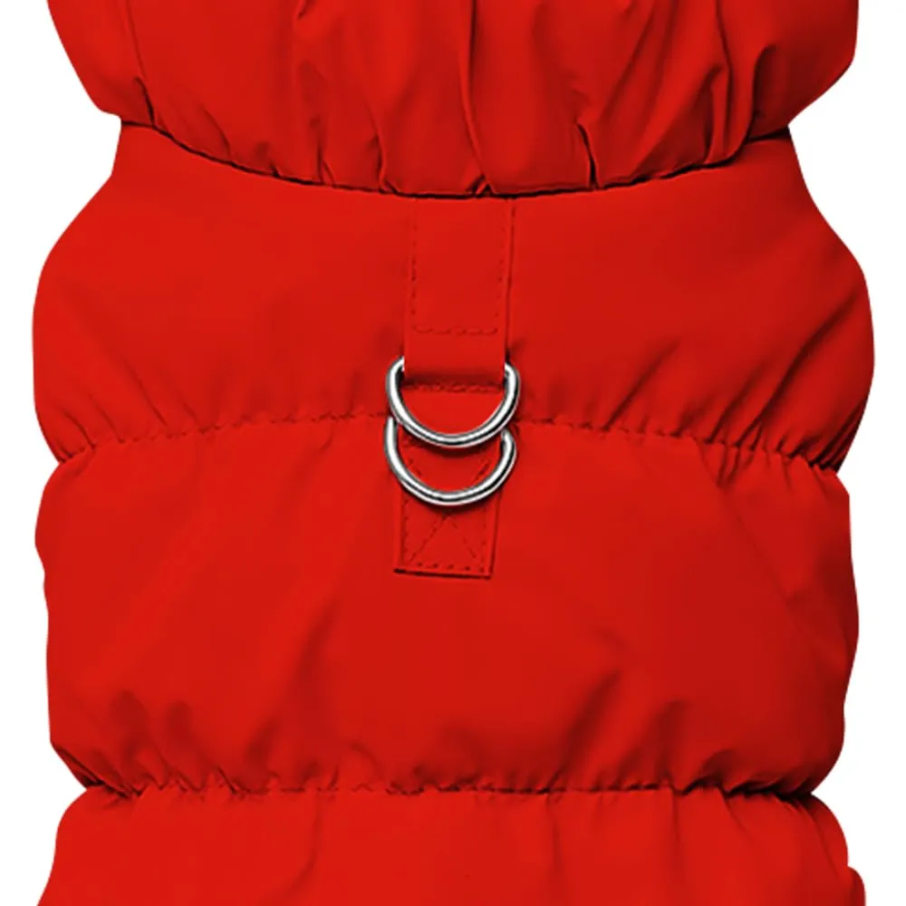 Cappotto Invernale per Cani, Giacca Impermeabile Antivento Caldo per Cane,Cappotto Cane in Pile,Abbigliamento per Cani con anello a D,Vestiti per Cani di Taglia Piccola,Media e Grande (rosso,S) - immagine 2