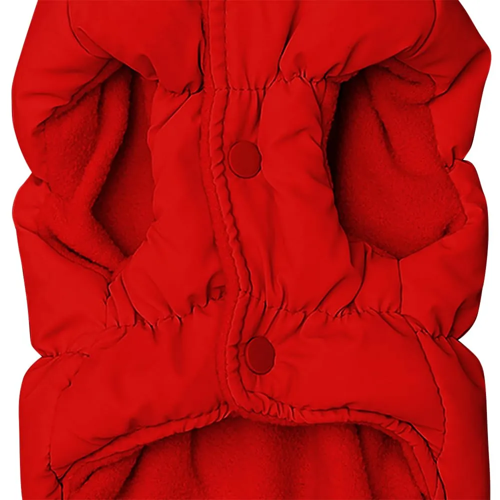 Cappotto Invernale per Cani, Giacca Impermeabile Antivento Caldo per Cane,Cappotto Cane in Pile,Abbigliamento per Cani con anello a D,Vestiti per Cani di Taglia Piccola,Media e Grande (rosso,S) - immagine 3