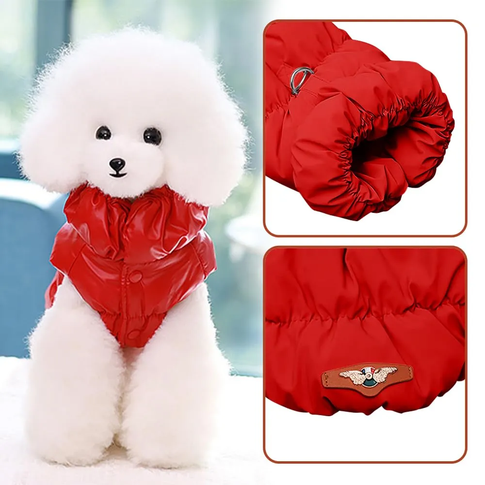 Cappotto Invernale per Cani, Giacca Impermeabile Antivento Caldo per Cane,Cappotto Cane in Pile,Abbigliamento per Cani con anello a D,Vestiti per Cani di Taglia Piccola,Media e Grande (rosso,S) - immagine 5