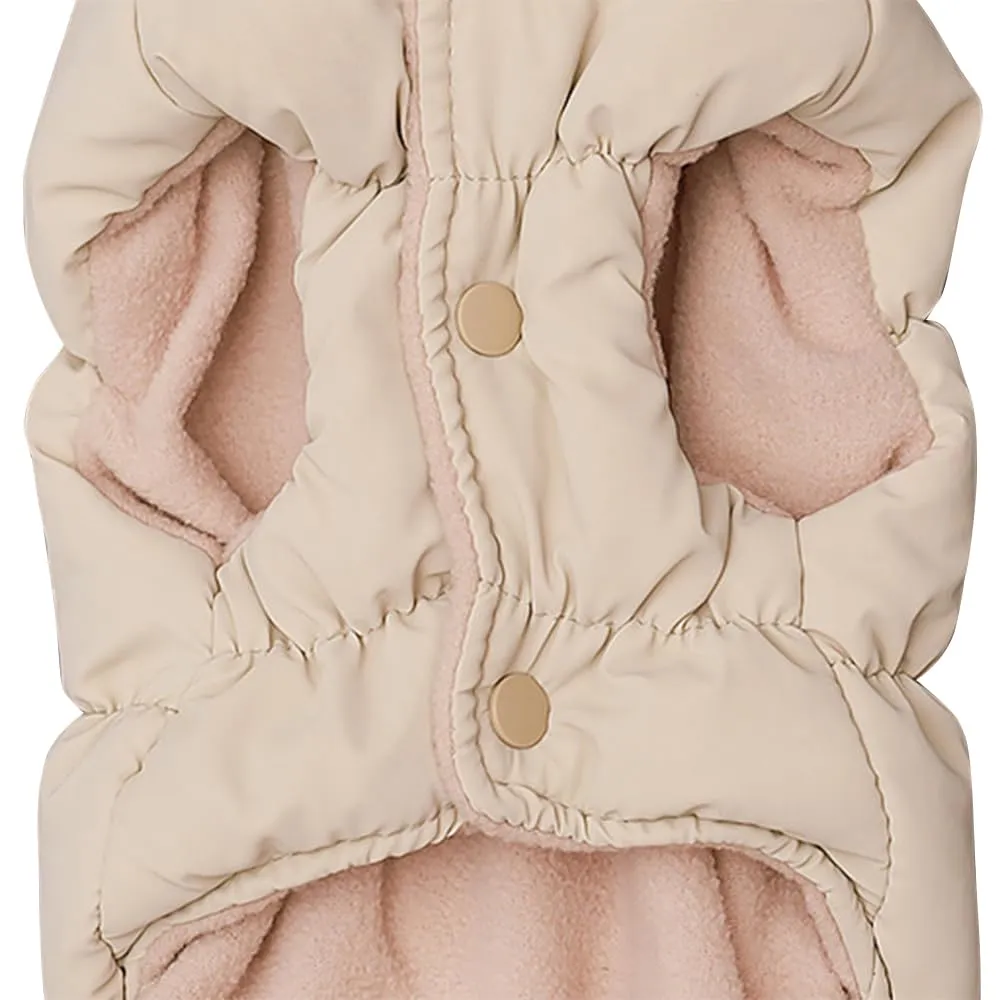 Cappotto Invernale per Cani, Giacca Impermeabile Antivento Caldo per Cane,Cappotto Cane in Pile,Abbigliamento per Cani con anello a D,Vestiti per Cani di Taglia Piccola,Media e Grande(beige, M) - immagine 3