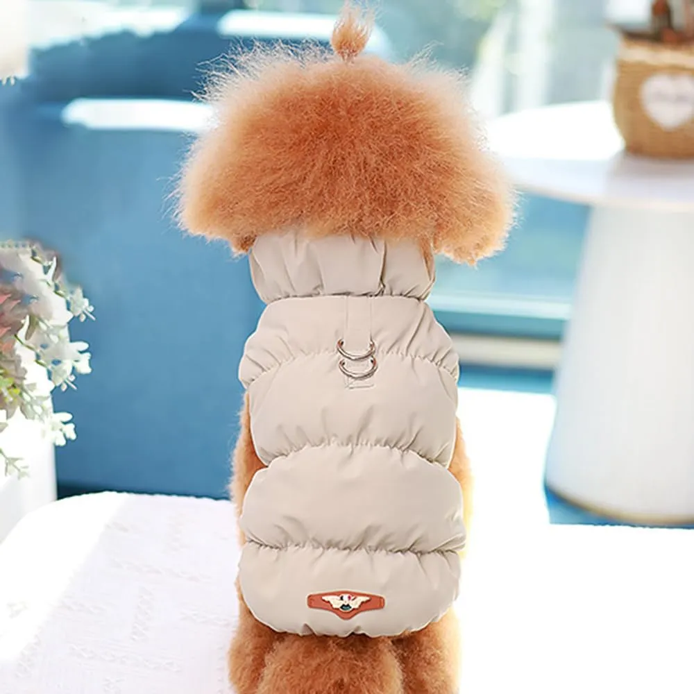 Cappotto Invernale per Cani, Giacca Impermeabile Antivento Caldo per Cane,Cappotto Cane in Pile,Abbigliamento per Cani con anello a D,Vestiti per Cani di Taglia Piccola,Media e Grande(beige, M) - immagine 7