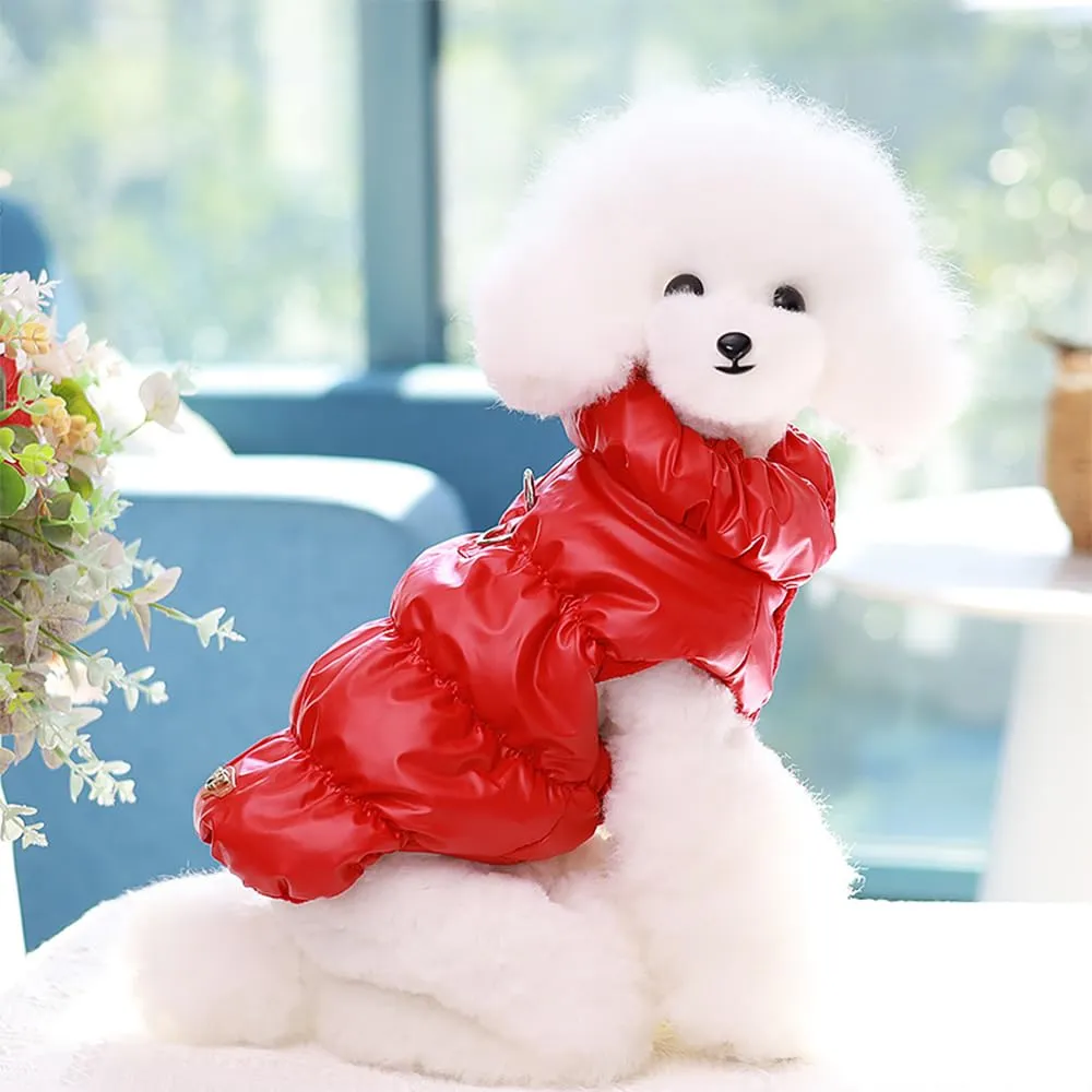 Cappotto Invernale per Cani, Giacca Impermeabile Antivento Caldo per Cane,Cappotto Cane in Pile,Abbigliamento per Cani con anello a D,Vestiti per Cani di Taglia Piccola,Media e Grande (rosso, XL) - immagine 7