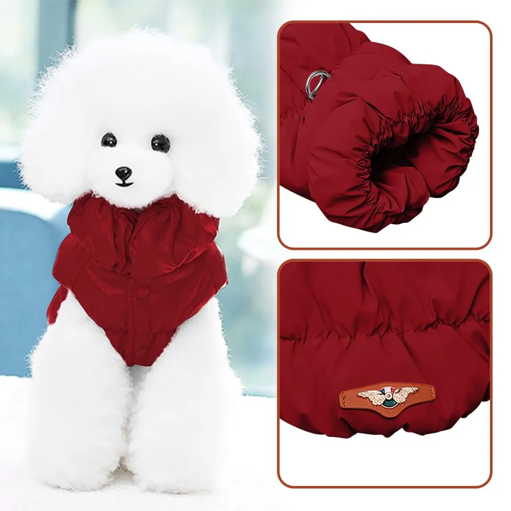 Cappotto Invernale per Cani, Giacca Impermeabile Antivento Caldo per Cane,Cappotto Cane in Pile,Abbigliamento per Cani con anello a D,Vestiti per Cani di Taglia Piccola,Media Grande rosso intenso XS - immagine 5