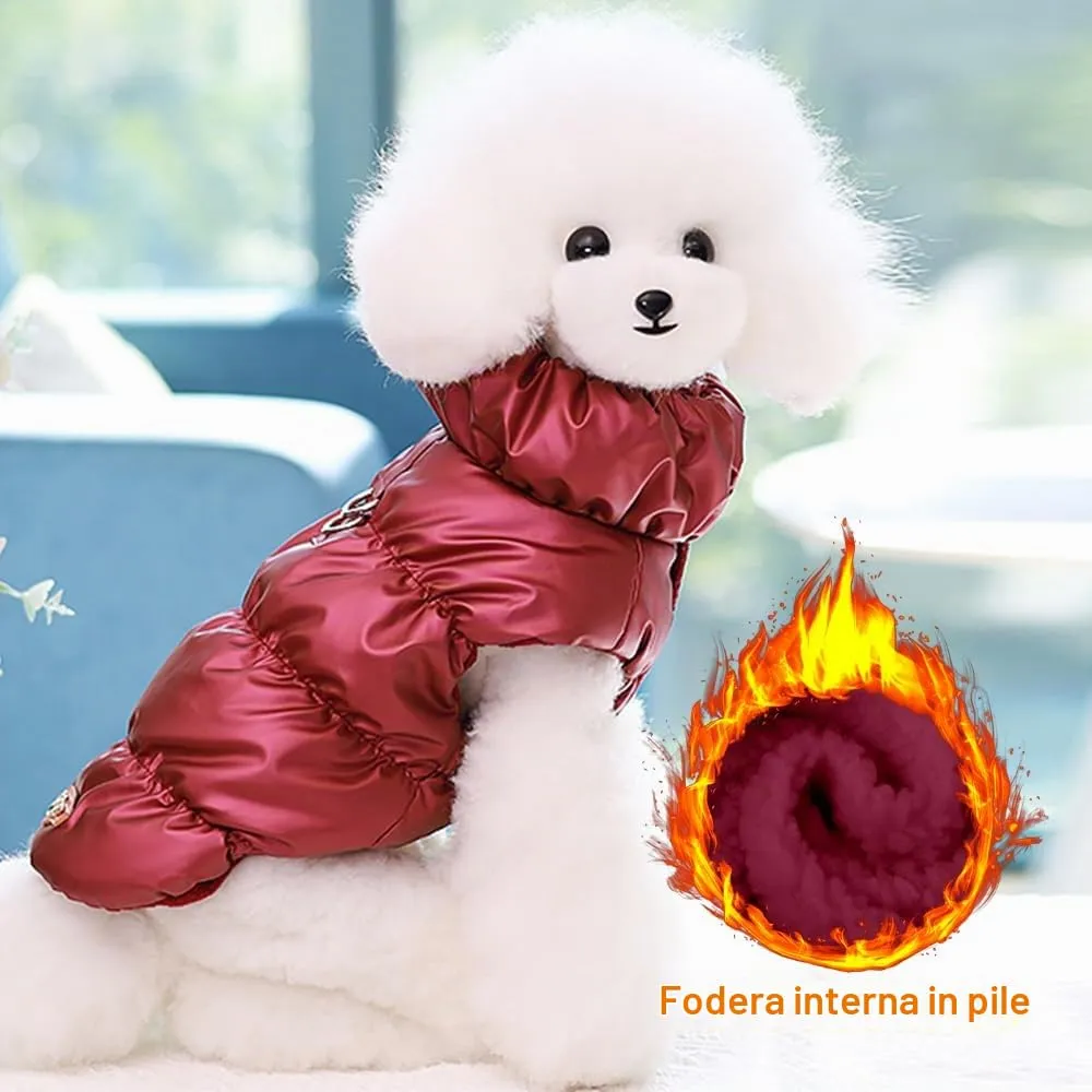 Cappotto Invernale per Cani, Giacca Impermeabile Antivento Caldo per Cane,Cappotto Cane in Pile,Abbigliamento per Cani con anello a D,Vestiti per Cani di Taglia Piccola,Media Grande rosso intenso XS - immagine 7