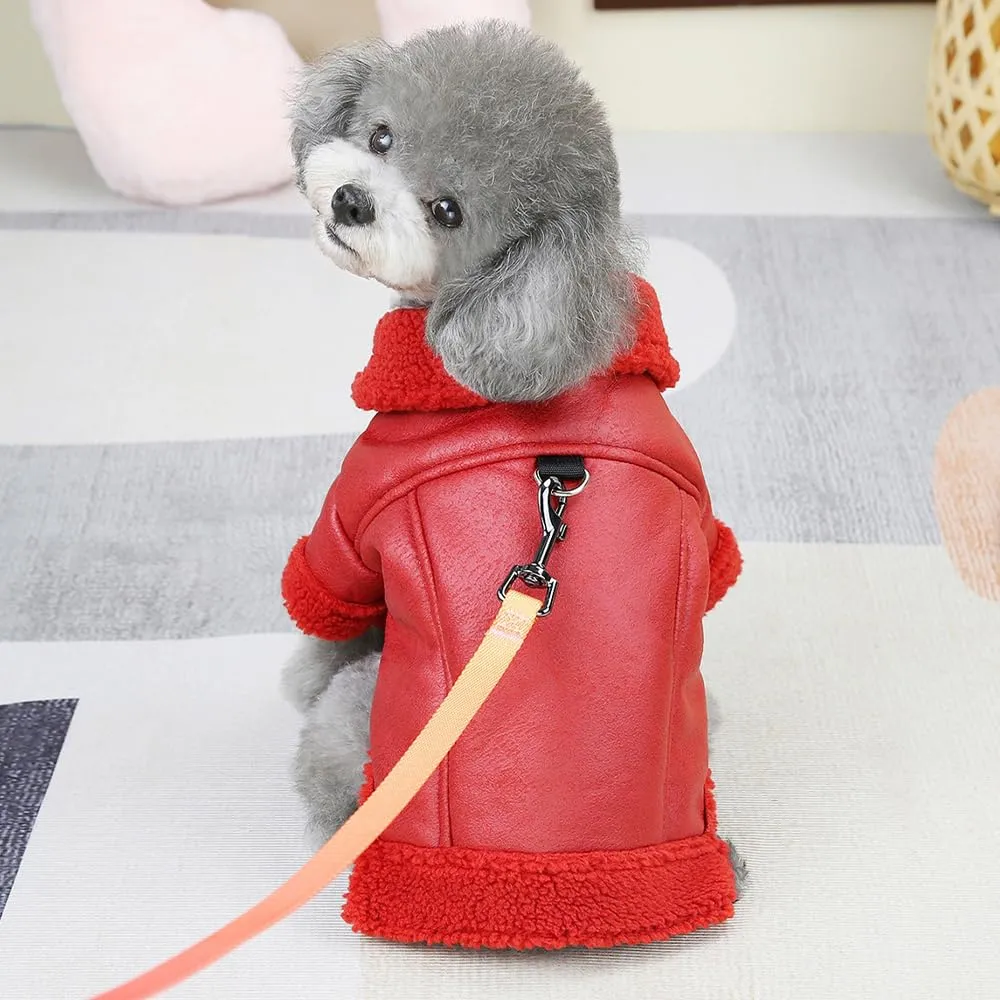 Cappotto invernale per cani, caldo cappotto invernale per cani, in pile, impermeabile e antivento, con anello a D, in pelle PU, comodo foderato in pile, per cani di taglia piccola, media e grande - immagine 7