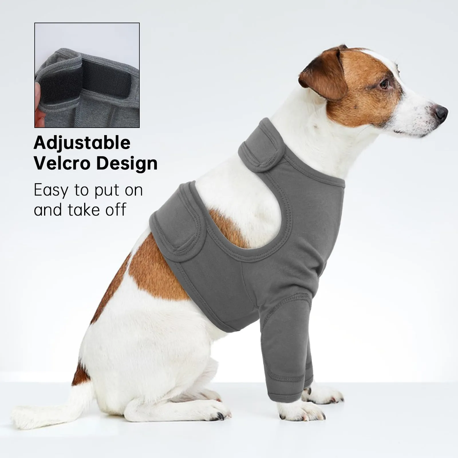 Protezione Zampe Anteriori Cane, Tutore Gomiti, Body Post Operatorio Per Cani (Grigio, 2XL) - immagine 5