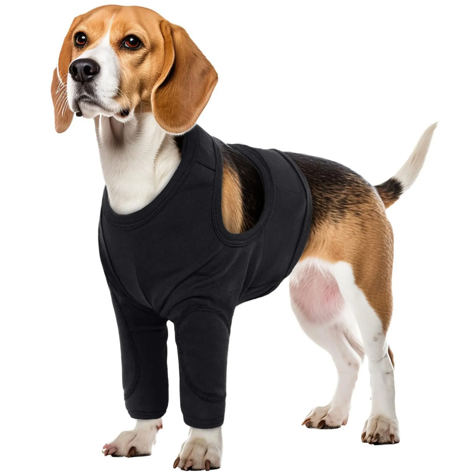 Tutore Zampe Anteriori Cani, Manicotto Recupero Ginocchiere Protezione Bendaggi Gomito Body Post Operatorio (Nero, XL) - immagine 1