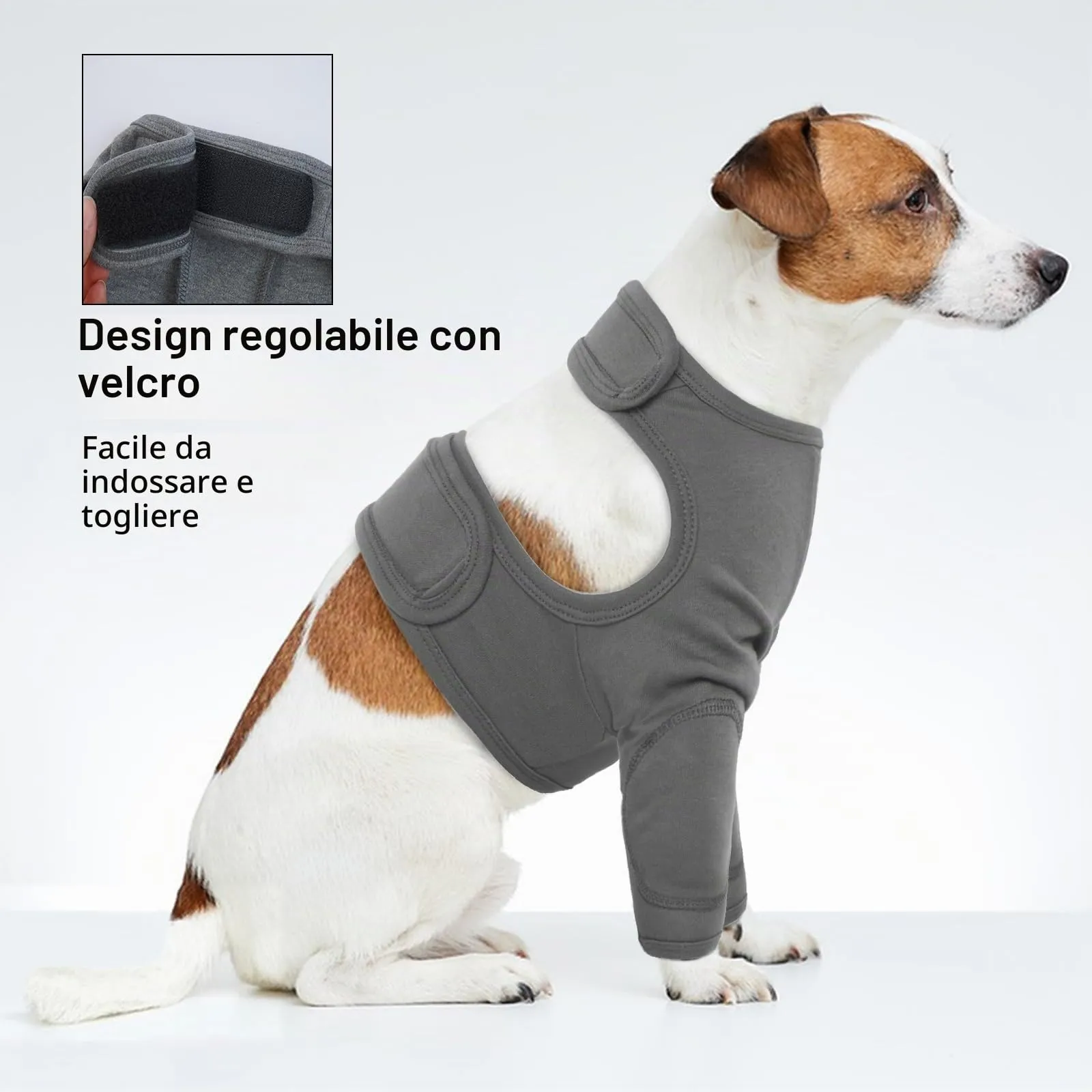 Recupero Manica Cani, Protezione Gambe Anteriori Tutore Gomito Dog Leg Ferite per Cani di Piccola Taglia Media Grande (Grigio, L) - immagine 5