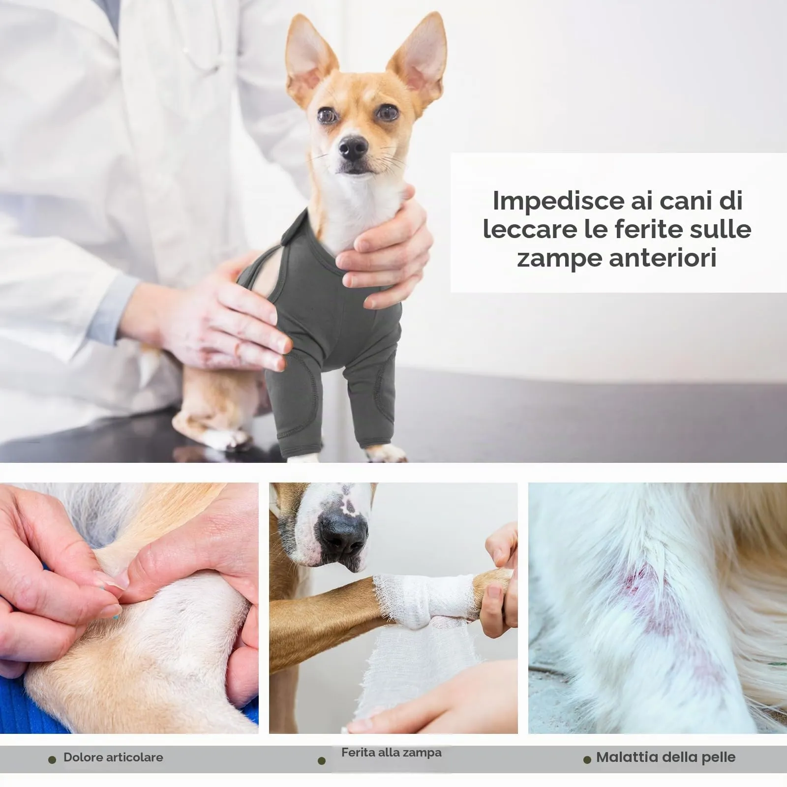 Recupero Manica Cani, Protezione Gambe Anteriori Tutore Gomito Dog Leg Ferite per Cani di Piccola Taglia Media Grande (Grigio, L) - immagine 6
