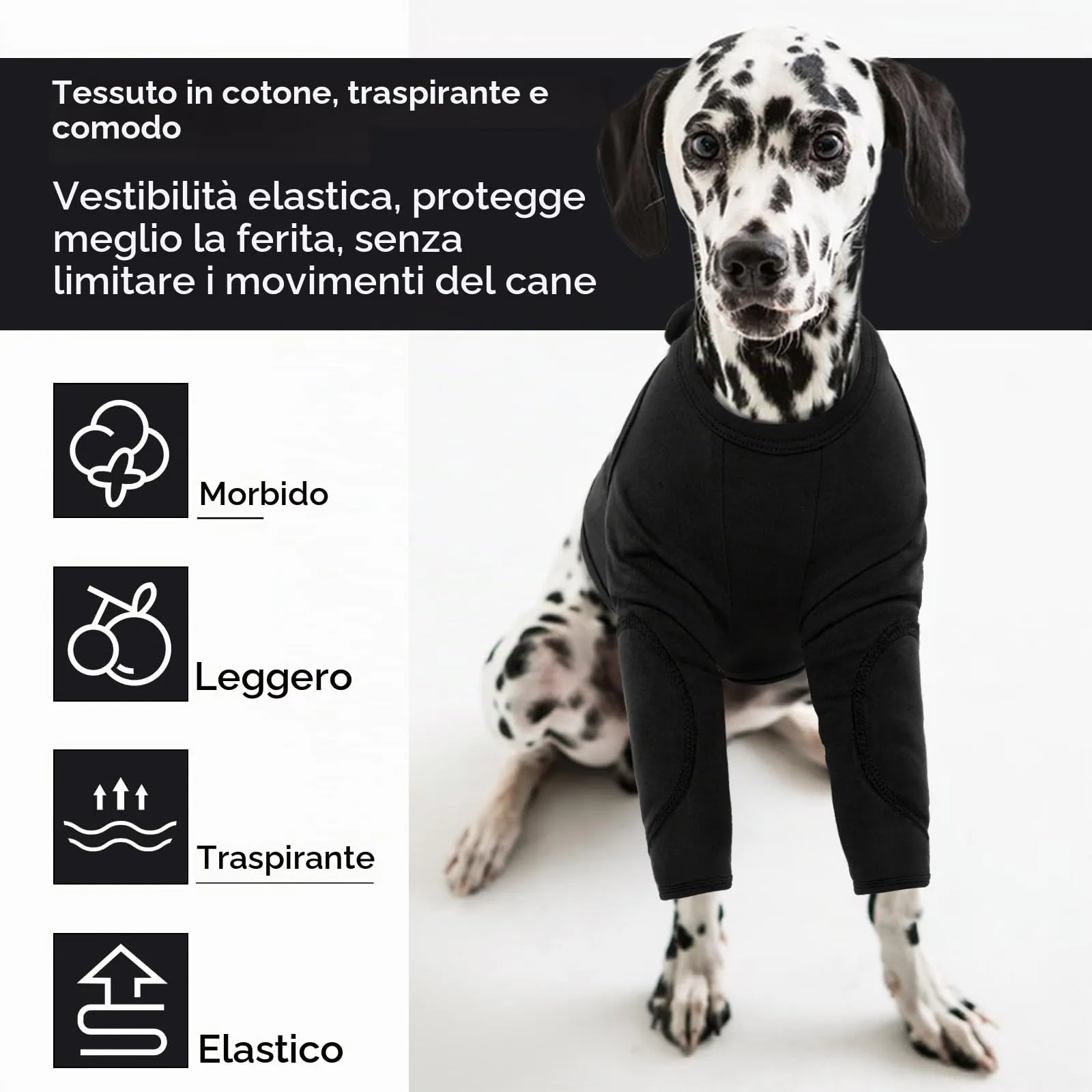 Protezione Gomito e Ginocchio Cani, Manica Gambe Con Tutori Protettivi e Giuntura Morbida Imbottita (Nero, 2XL) - immagine 3