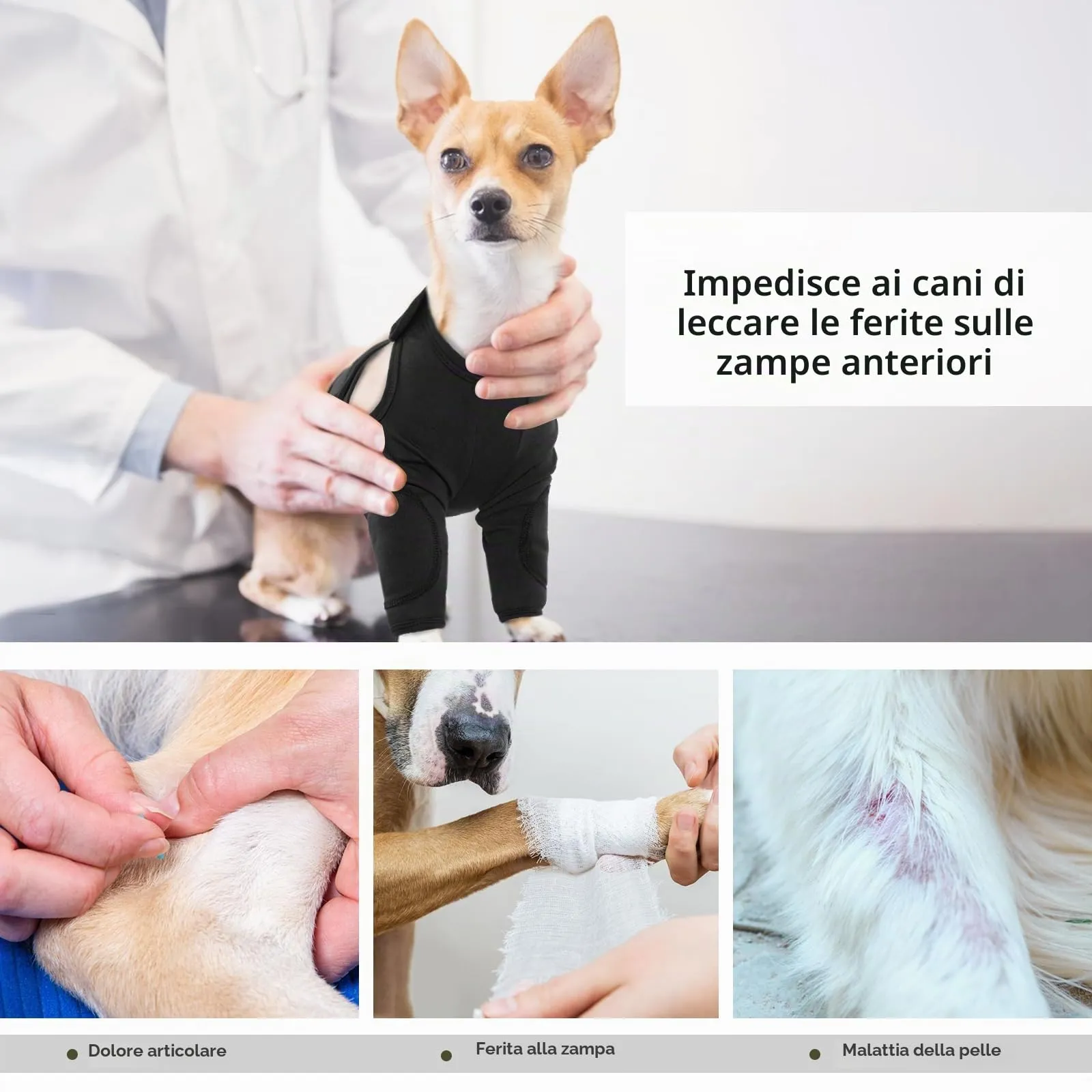 Protezione Gomito e Ginocchio Cani, Manica Gambe Con Tutori Protettivi e Giuntura Morbida Imbottita (Nero, 2XL) - immagine 6