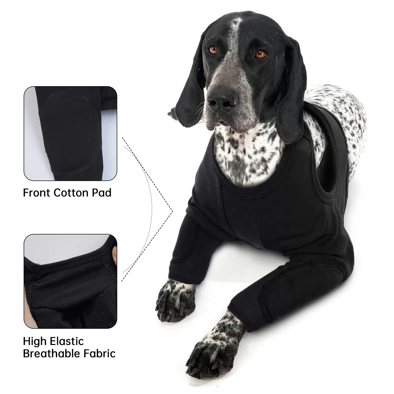 Body Cani Fasciatura Zampa Cane Manicotto Per Recupero Zampe Anteriori Tutore Gomito Cane (Nero, M) - immagine 4