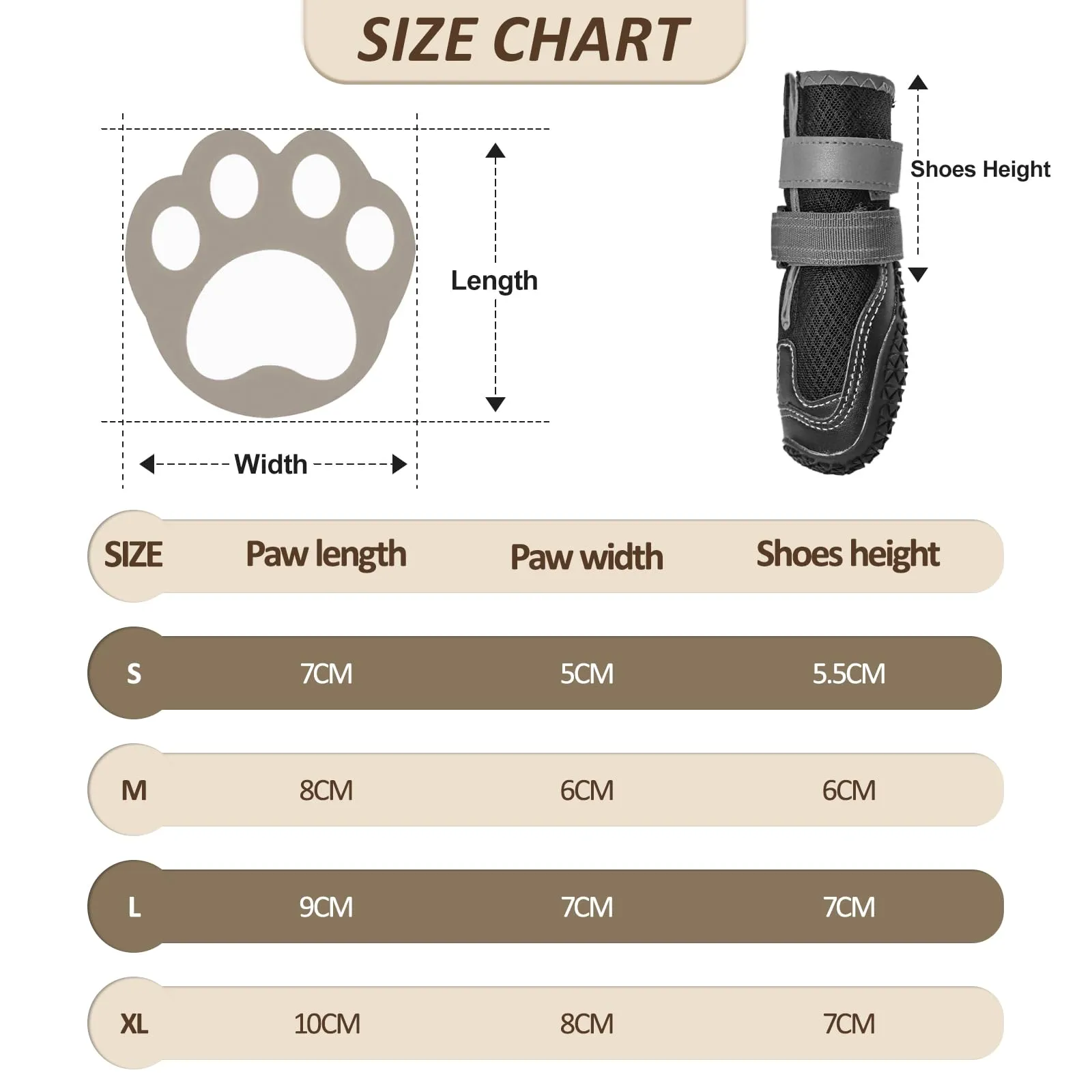 Ohcozzy Scarpette Cane con Rete Traspirante, Stivali per Cani Antiscivolo con Cinturini Riflettenti, Resistenti All'usura Suola in Gomma Protezione Zampe Cane per Piccoli Medi Grandi 4 Pezzi(S,Nero) - immagine 4