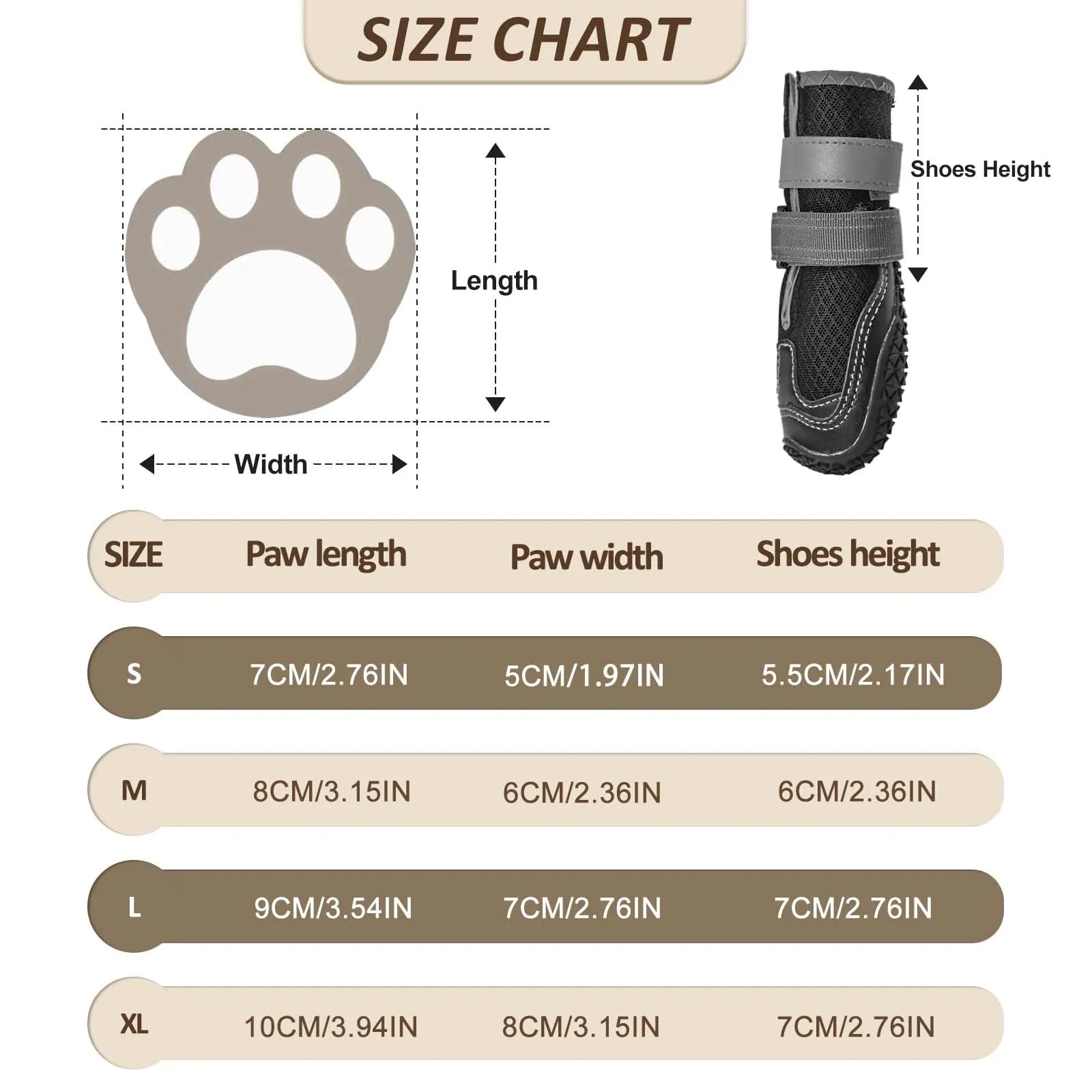 Ohcozzy Scarpette Cane con Rete Traspirante, Stivali per Cani Antiscivolo con Cinturini Riflettenti, Resistenti All'usura Suola in Gomma Protezione Zampe Cane per Piccoli Medi Grandi 4 Pezzi(M,Nero) - immagine 4