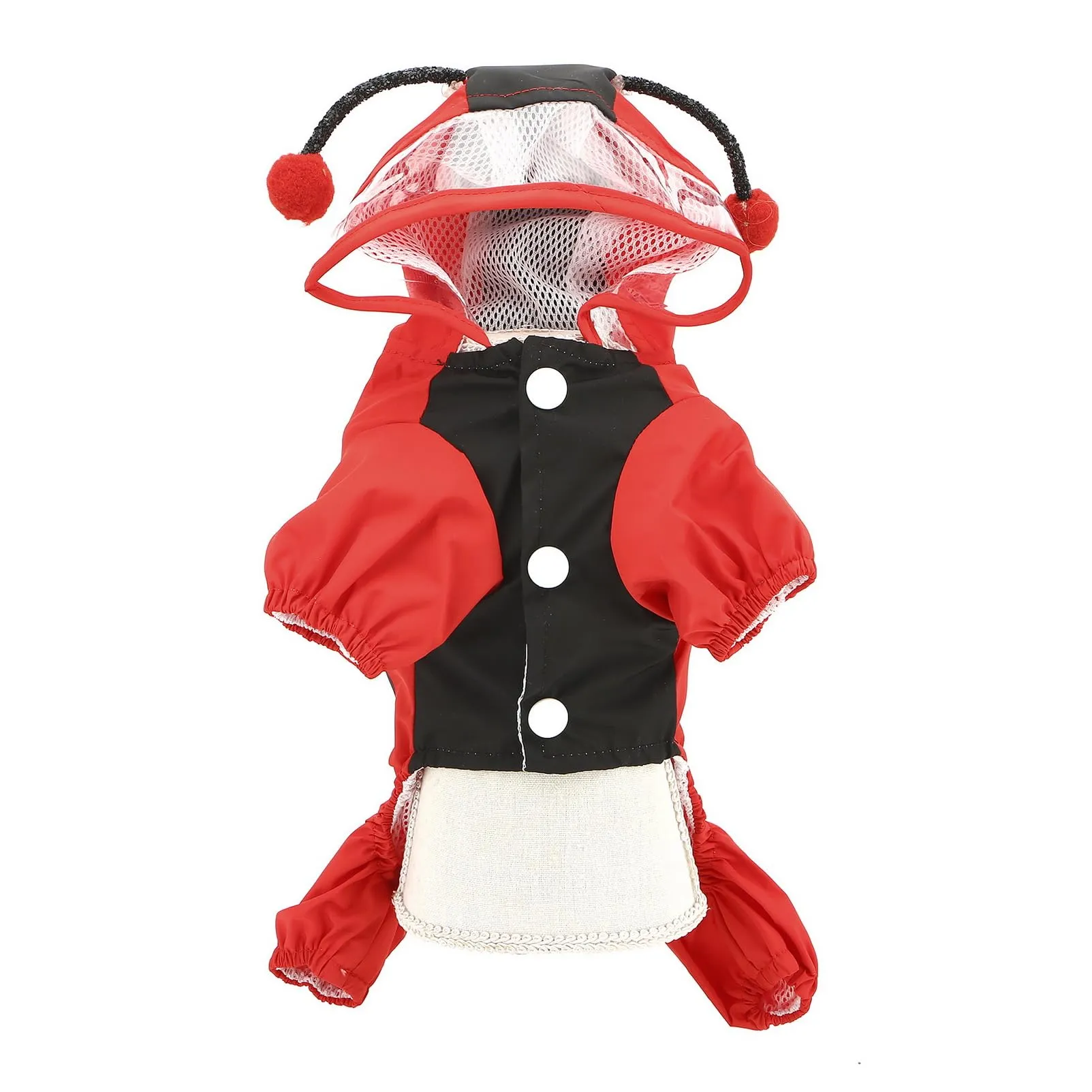 SMALLLEE_LUCKY_STORE Simpatica coccinella impermeabile per cani con cappuccio per cani di piccola taglia media con guinzaglio D-ring leggero giacca antipioggia per animali domestici cucciolo poncho - immagine 8