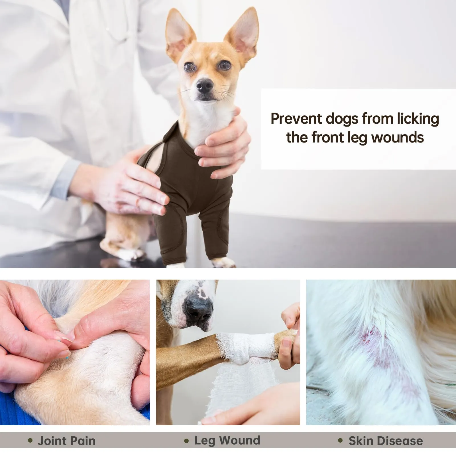 Tutore per Gomito e Ginocchio Cani, Protezione Articolazioni, Gomitiere e Manicotto di Recupero per Cani di Taglia Media (Marrone, M) - immagine 6
