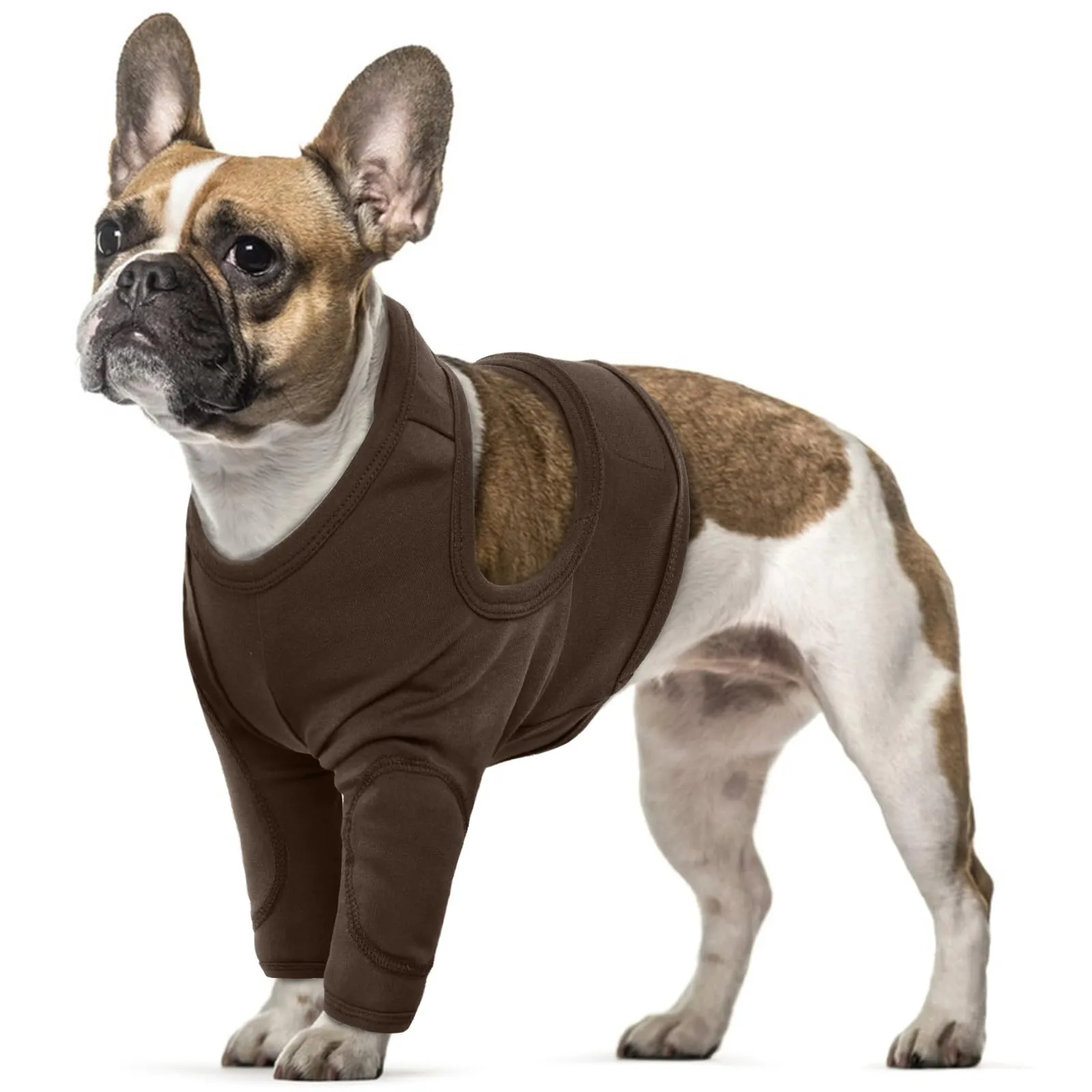 Gomitiera per cani, zampe anteriori, ginocchiere per cani, morbido recupero per cani, protezione gomito, ferite al ginocchio, per cani di piccola taglia media e grande, marrone, S - immagine 1
