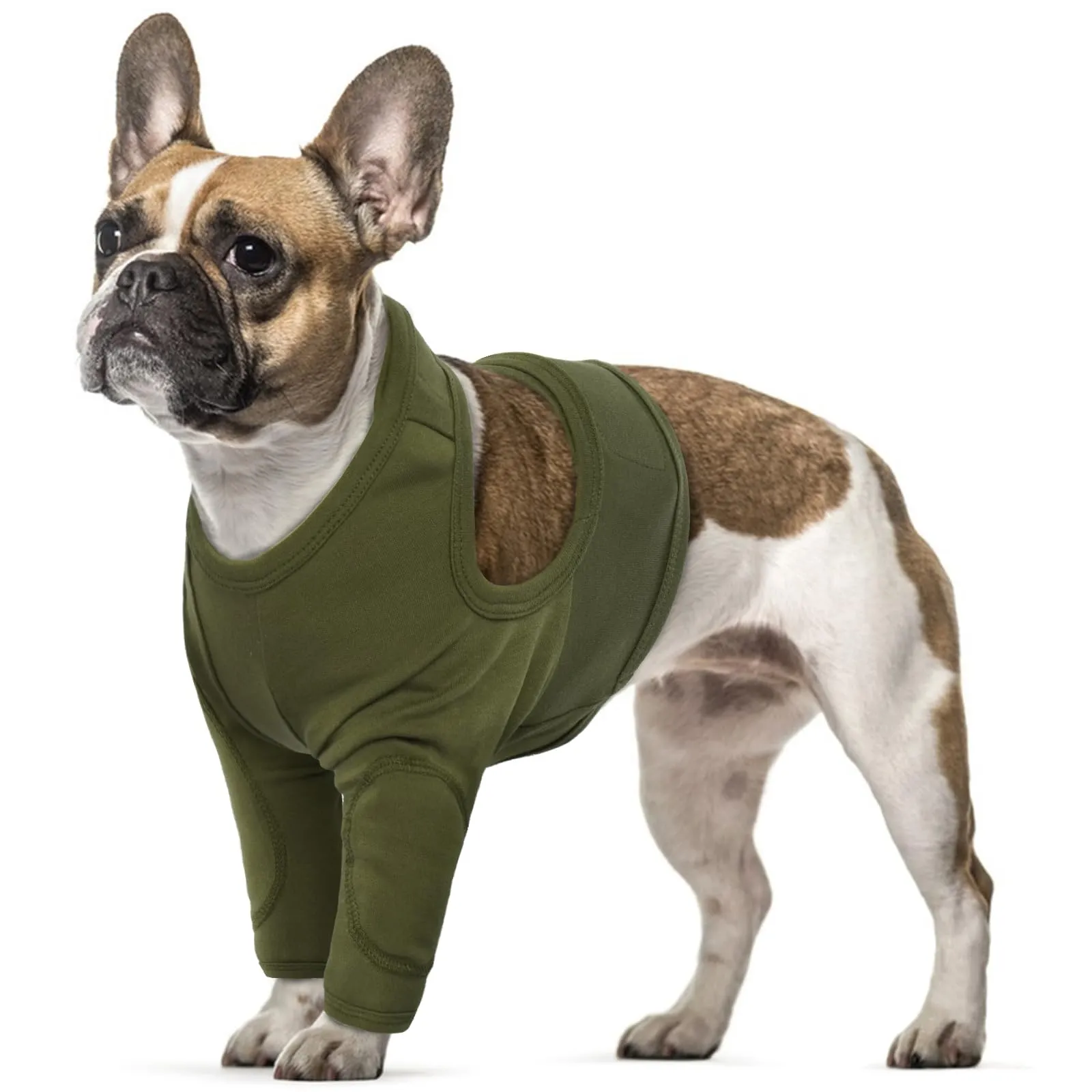 Tutore per Gomito Cani, Protezione Gomito per Cani Ginocchiere Cane Maniche Recupero Cane Adatto a Dopo L'uso Chirurgico e Lesione alla Gamba(Verde Militare, S) - immagine 1