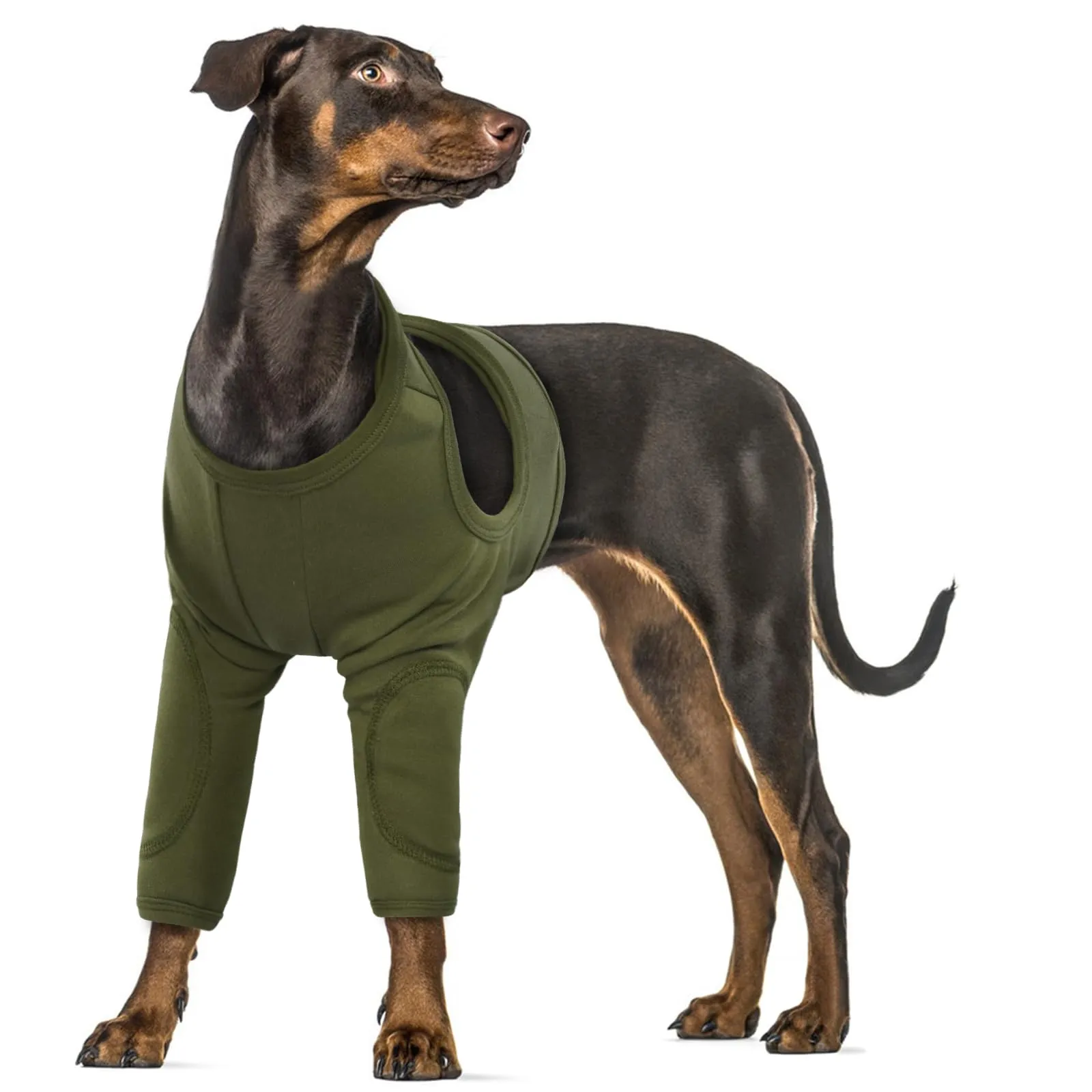 Recupero Manica Cani, Protezione Gambe Anteriori Tutore Gomito Dog Leg Ferite per Cani di Taglia Grande (Verde Militare, 3XL) - immagine 1