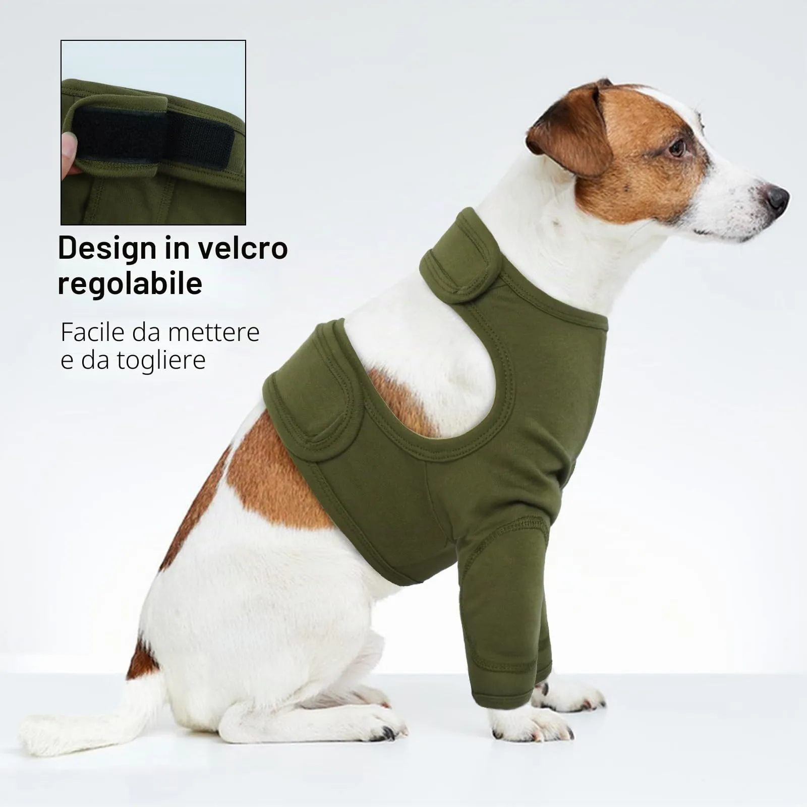 Recupero Manica Cani, Protezione Gambe Anteriori Tutore Gomito Dog Leg Ferite per Cani di Taglia Grande (Verde Militare, 3XL) - immagine 5