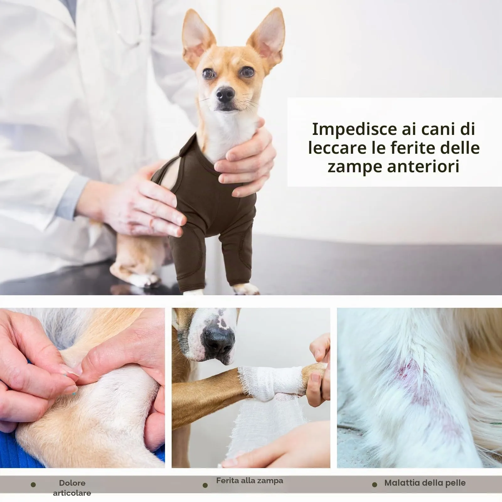 Body Cane Anteriore, Fasciatura Zampa Cane Manicotto Per Recupero Cani Fascia Per Cani Per Zampe Anteriori Tutore Gomito Cane(Marrone, XL) - immagine 6