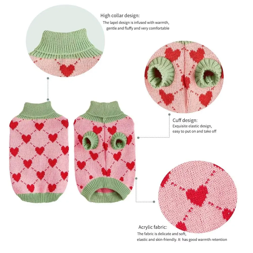 EASTLION Maglioni per Cani,Caldo Maglioncino per Cani,Maglione a Collo Alto per Cani,Cappotto Invernale più Caldo per Cani,Cucciolo di Cane,Gatto (M,Rosa) - immagine 5