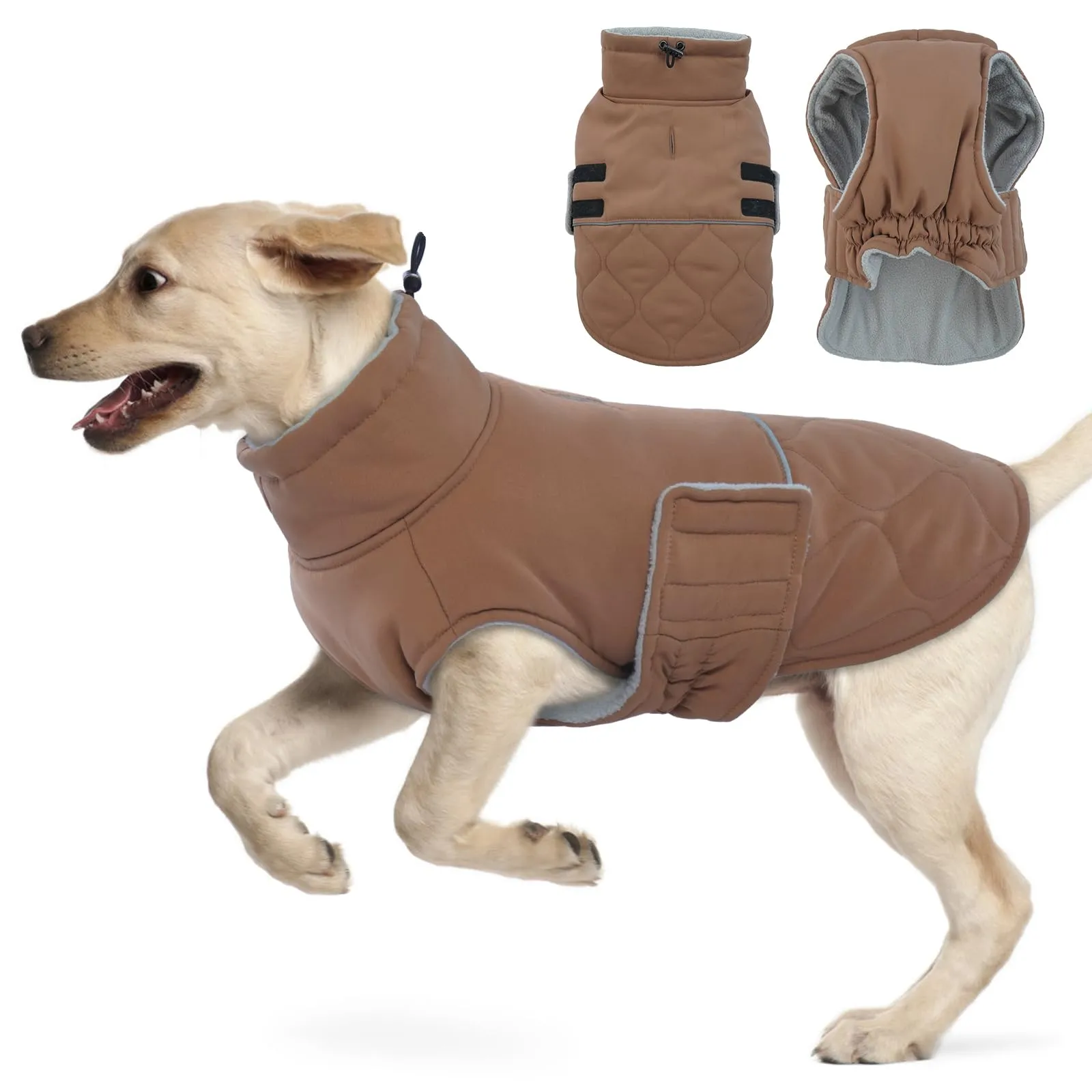 Hjumarayan Giubbotto Cane Taglia Grande - Cappotto Imbottito Invernale, Cappotto Pile Cane Piumino Cani Taglia Grande Labrador, Marrone XXL - immagine 1