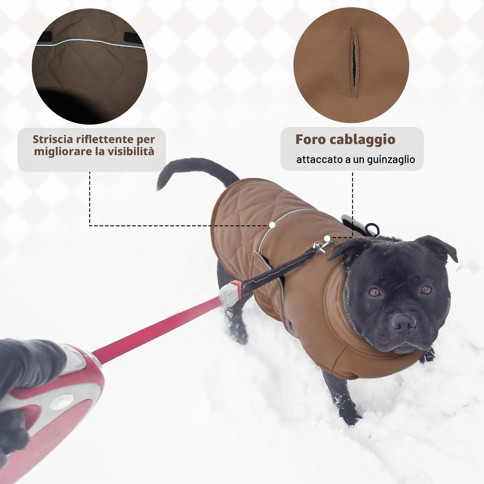 Hjumarayan Cappottino Cane Taglia Media - Cappotto Imbottito Invernale Giubbotto Cani, Cappotto Pile Cane Giacca per Cani Taglia Media Bulldog Francese, Marrone L - immagine 5
