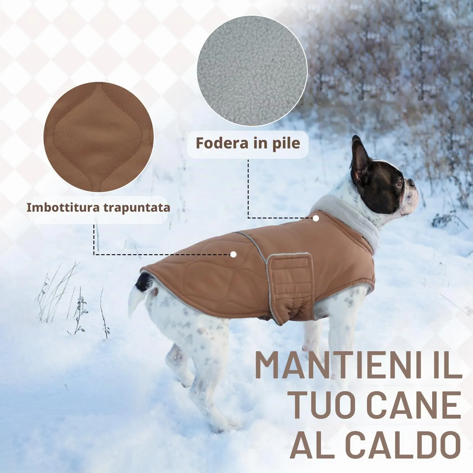 Hjumarayan Cappottino Cane Taglia Piccola - Imbottito Cappotti per Cani Invernali Giubbotto, Cappotto Pile Piumini per Cani Piccola Taglia, Marrone S - immagine 6