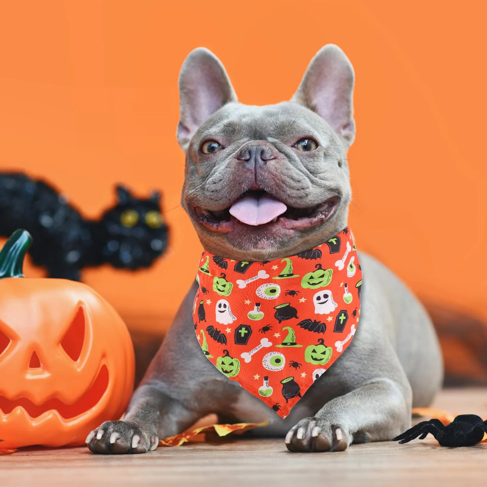 4pz Bandana per Cani di Halloween, Carina Zucca Pipistrello Sciarpa per Cani di Halloween Bandana Animali di Halloween per Cani di Taglia Grande Media Piccola Gatti (Stile 1) - immagine 5