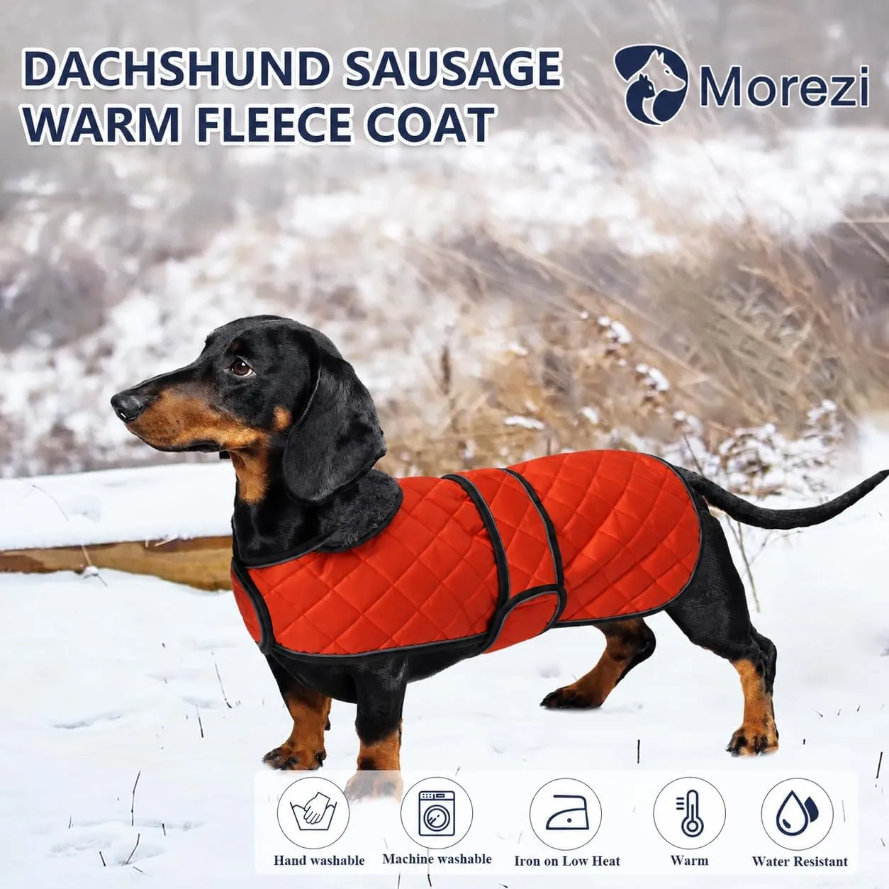 Morezi - Cappotto invernale per bassotti con fodera in pile - Arancione - XS - immagine 6