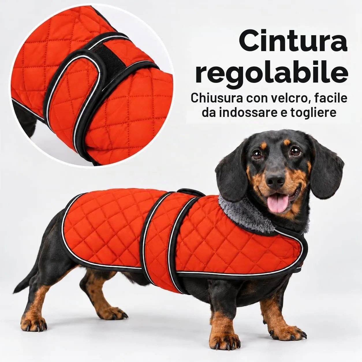 Morezi Cappotto per Bassotto, Cappotto Invernale per Cani con Fodera Imbottita in Pile, Abbigliamento per Cani All'aperto con Fasce Regolabili - Arancione - S - immagine 3