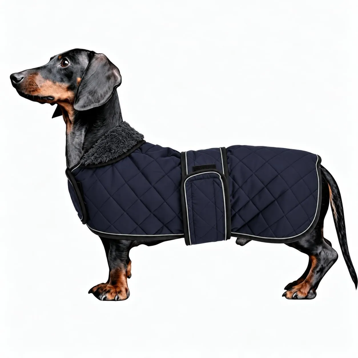 Morezi - Cappotto invernale per bassotti - Fodera in pile imbottito, fasce regolabili - Blu scuro - S - immagine 1
