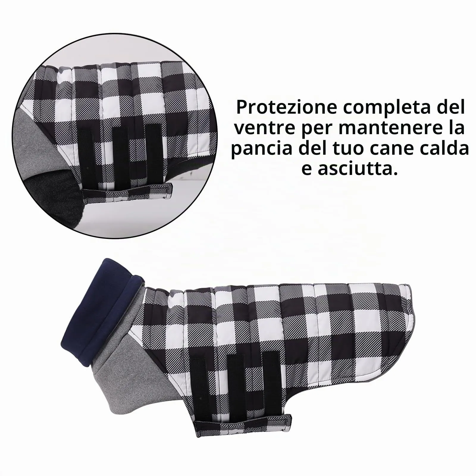 Geyecete Impermeabile Cappotto Bassotto cane,Giacca invernale per bassotto,Regolabile Caldo pullover per Cani,Collo Alto Cappotto da cucciolo,Stile Quadri Inglese-Bianco Quadri-L - immagine 3