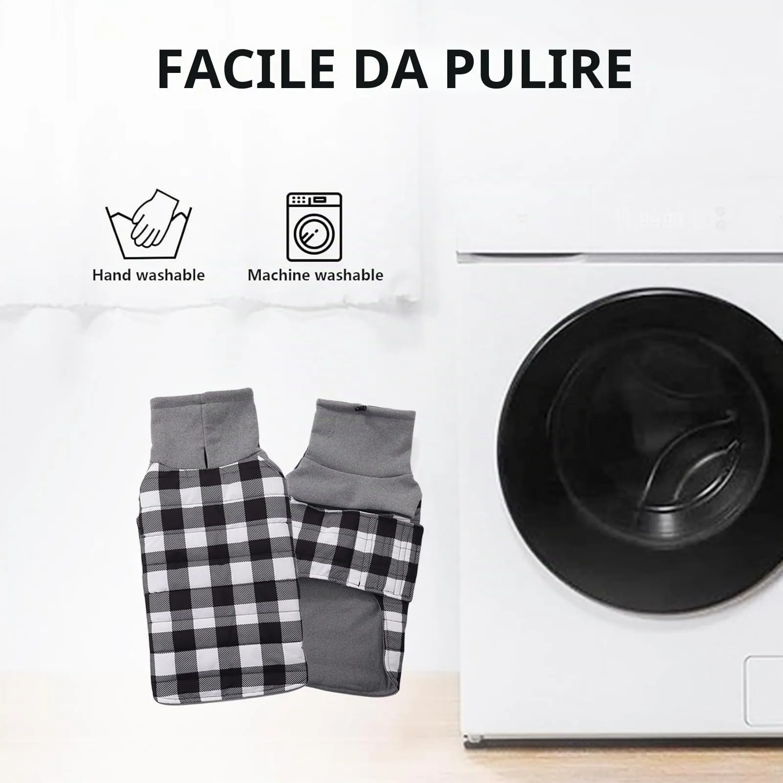 Geyecete Impermeabile Cappotto Bassotto cane,Giacca invernale per bassotto,Regolabile Caldo pullover per Cani,Collo Alto Cappotto da cucciolo,Stile Quadri Inglese-Bianco Quadri-M - immagine 7