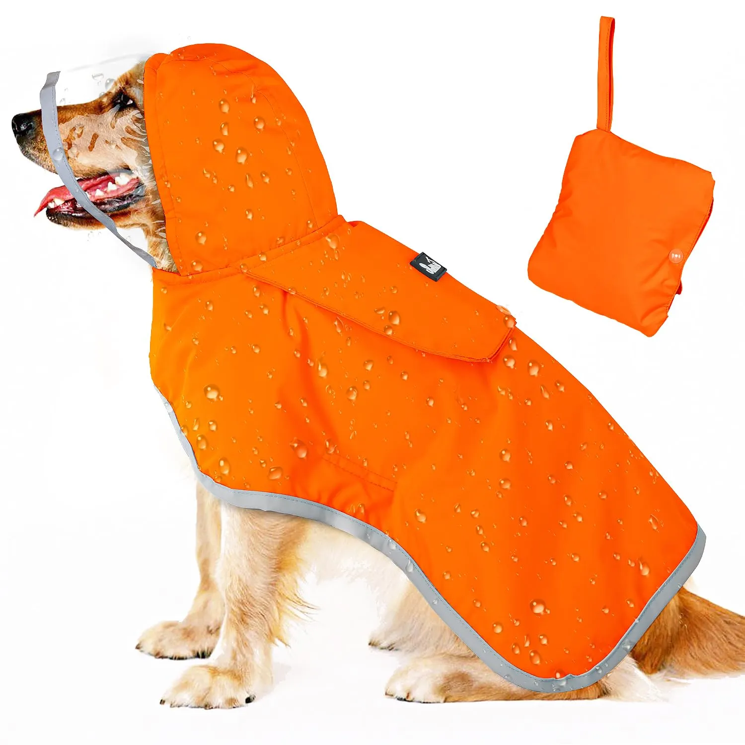 SlowTon Impermeabile per cani, giacca antipioggia a doppio strato con cappuccio per cani cuccioli di piccola media e grande taglia, poncho per cani con striscia riflettente - immagine 1