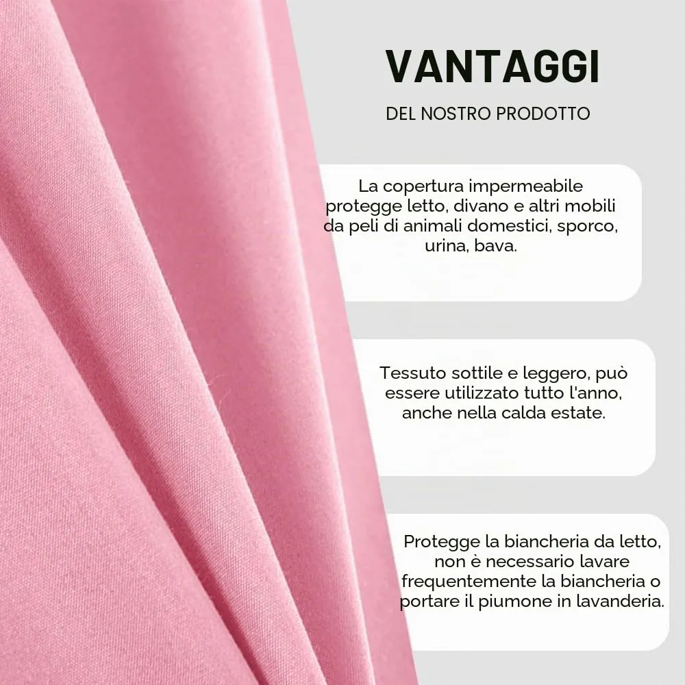 DUJUIKE Copriletto Impermeabile Resistente ai Peli di Animali Domestici per Cani e Gatti, Coprimaterasso per Bambini, Super King 230 x 300 cm, Rosa - immagine 7