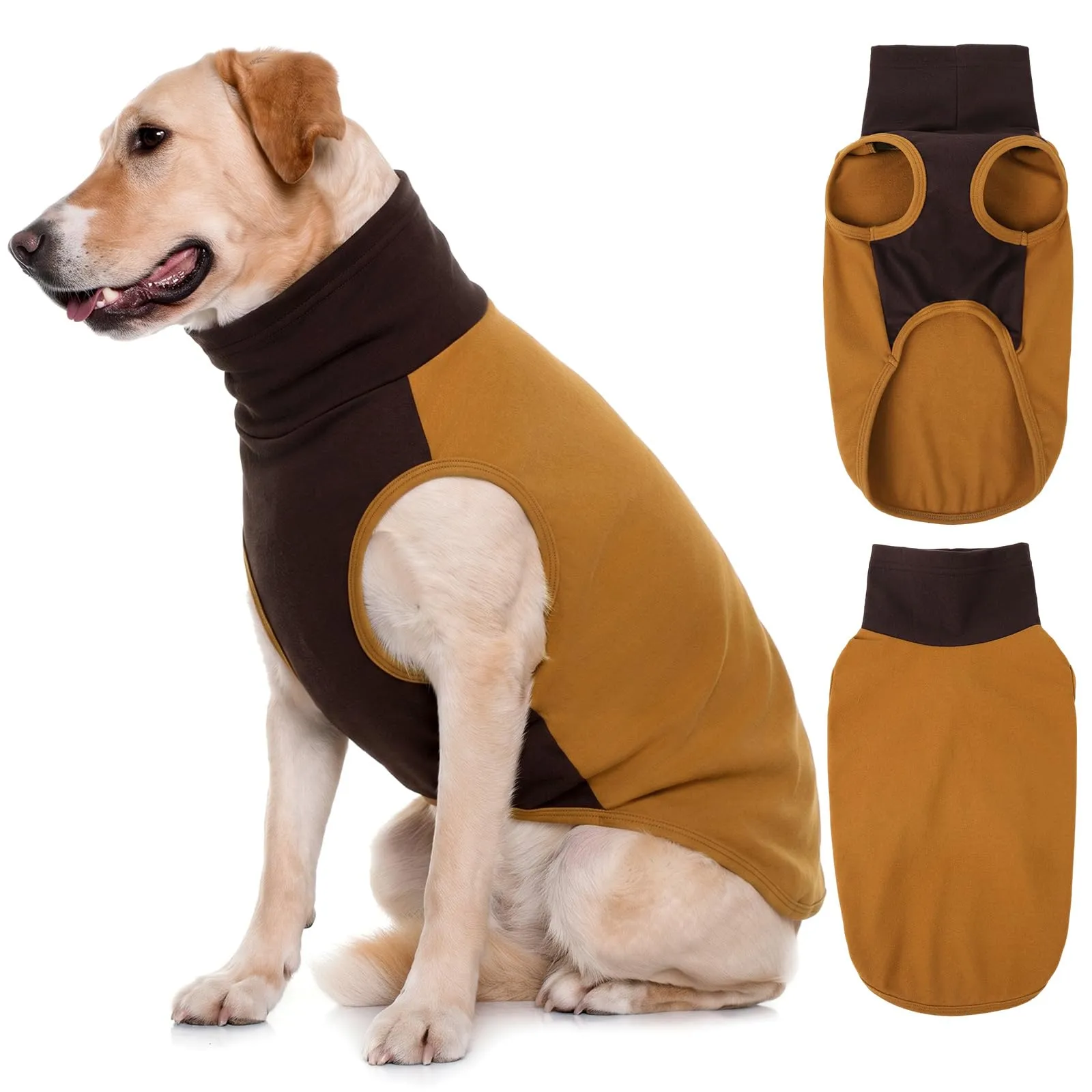 KONVINIT Maglione Cane Grande Collo Alto Senza Maniche in Pile Termico 4XL - immagine 1