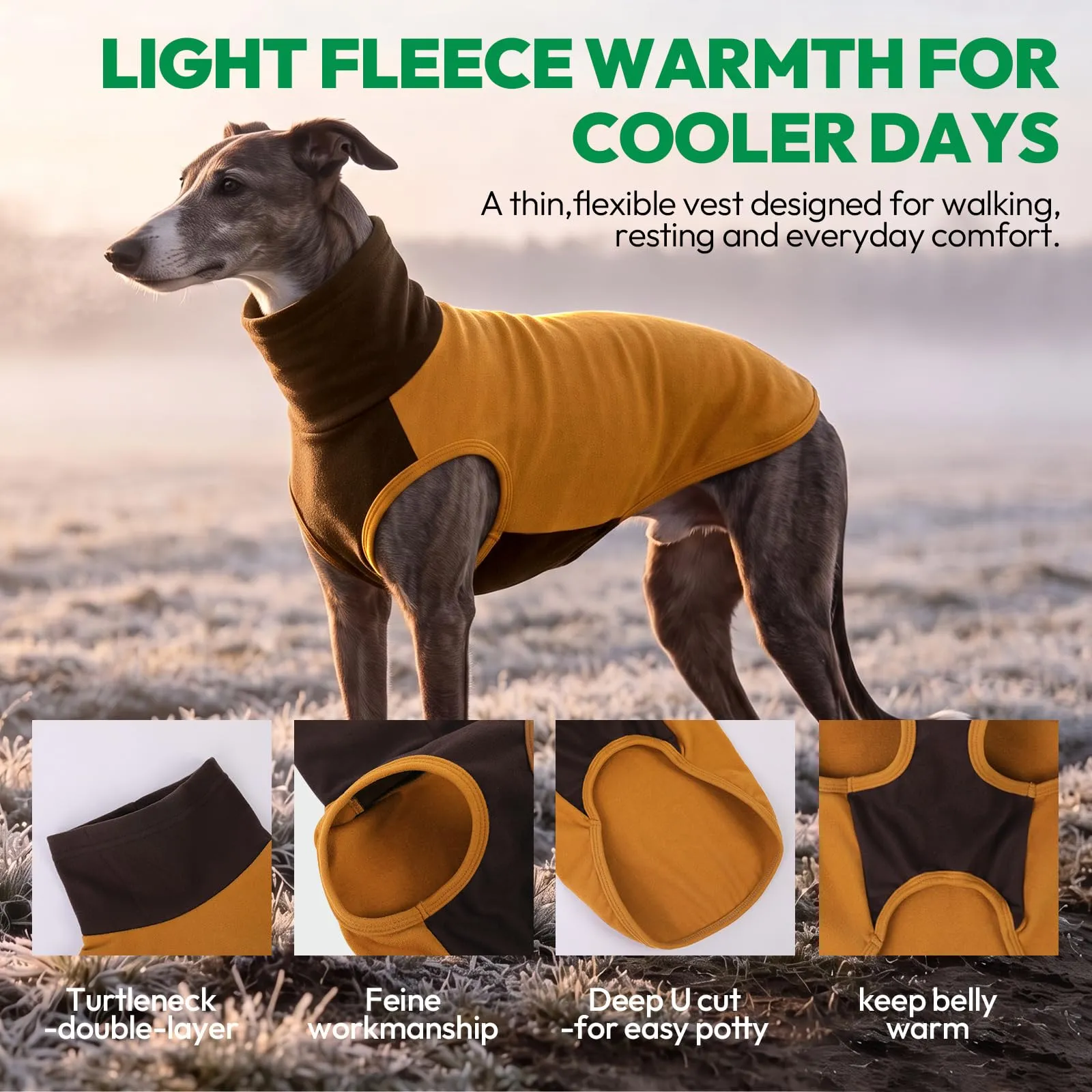 KONVINIT Maglione Cane Grande Collo Alto Senza Maniche in Pile Termico 4XL - immagine 3