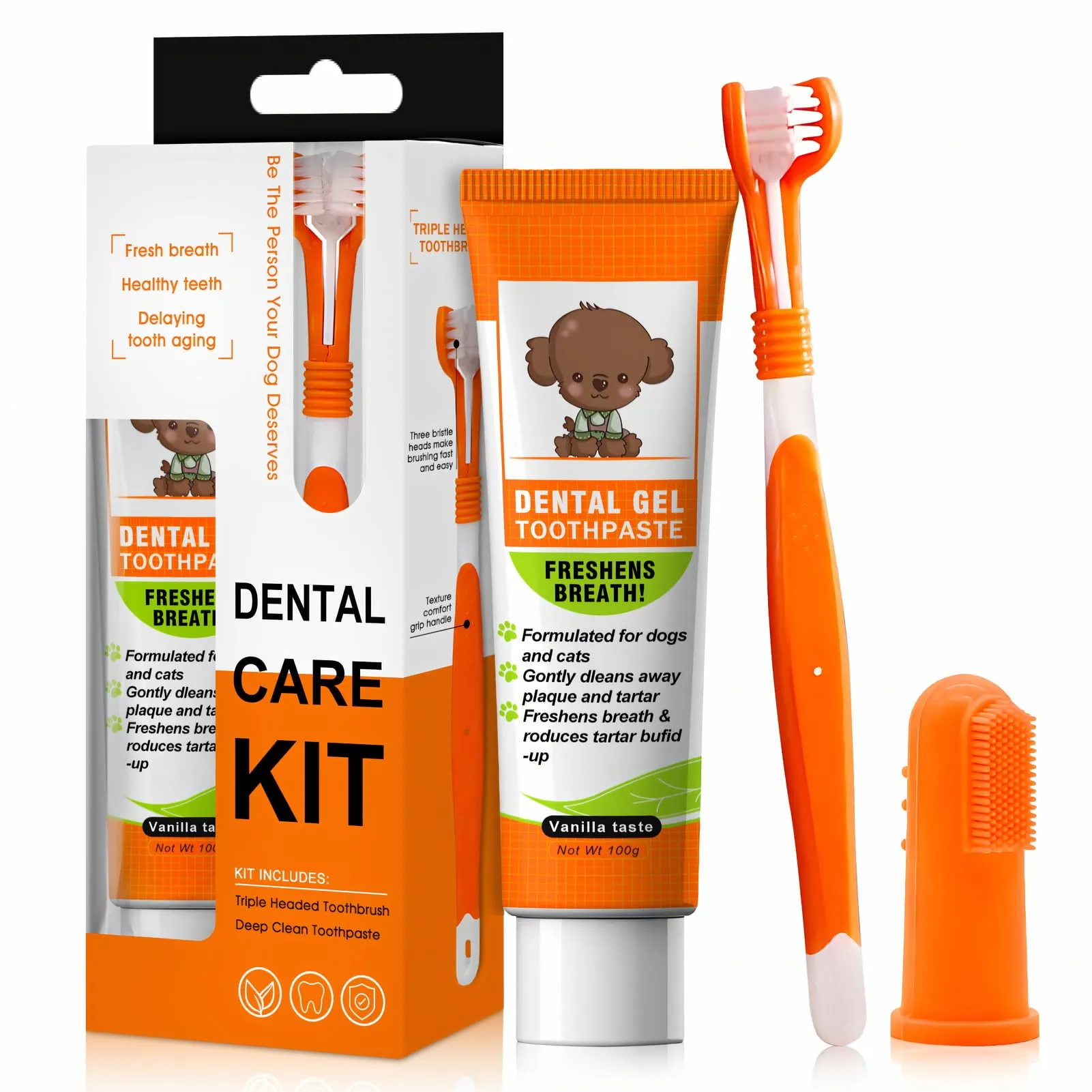 AllisWay Dentifricio per Cani, Spazzolino per Cani con Spazzolino d a Dito - immagine 1